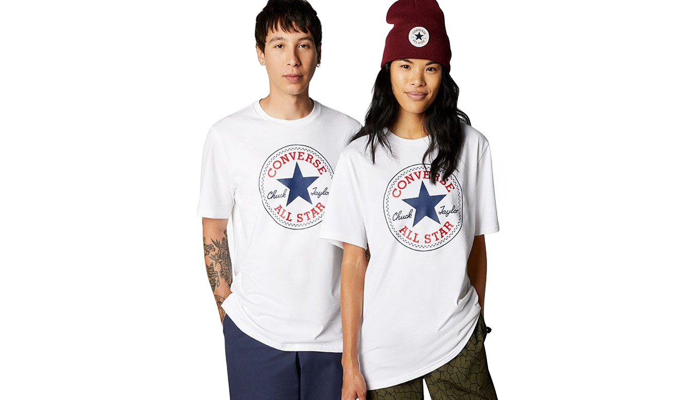 Converse Go-To All Star Patch Standard Fit T-Shirt - Unisex - Triko Converse - Bílé - 10025459-A03 - Velikost: XL