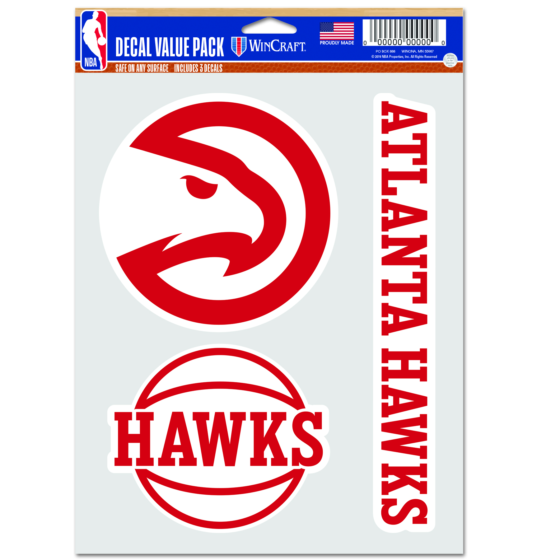 Levně WinCraft NBA Atlanta Hawks Multi Use Decal - Unisex - Nálepky WinCraft - Červené - 6852320