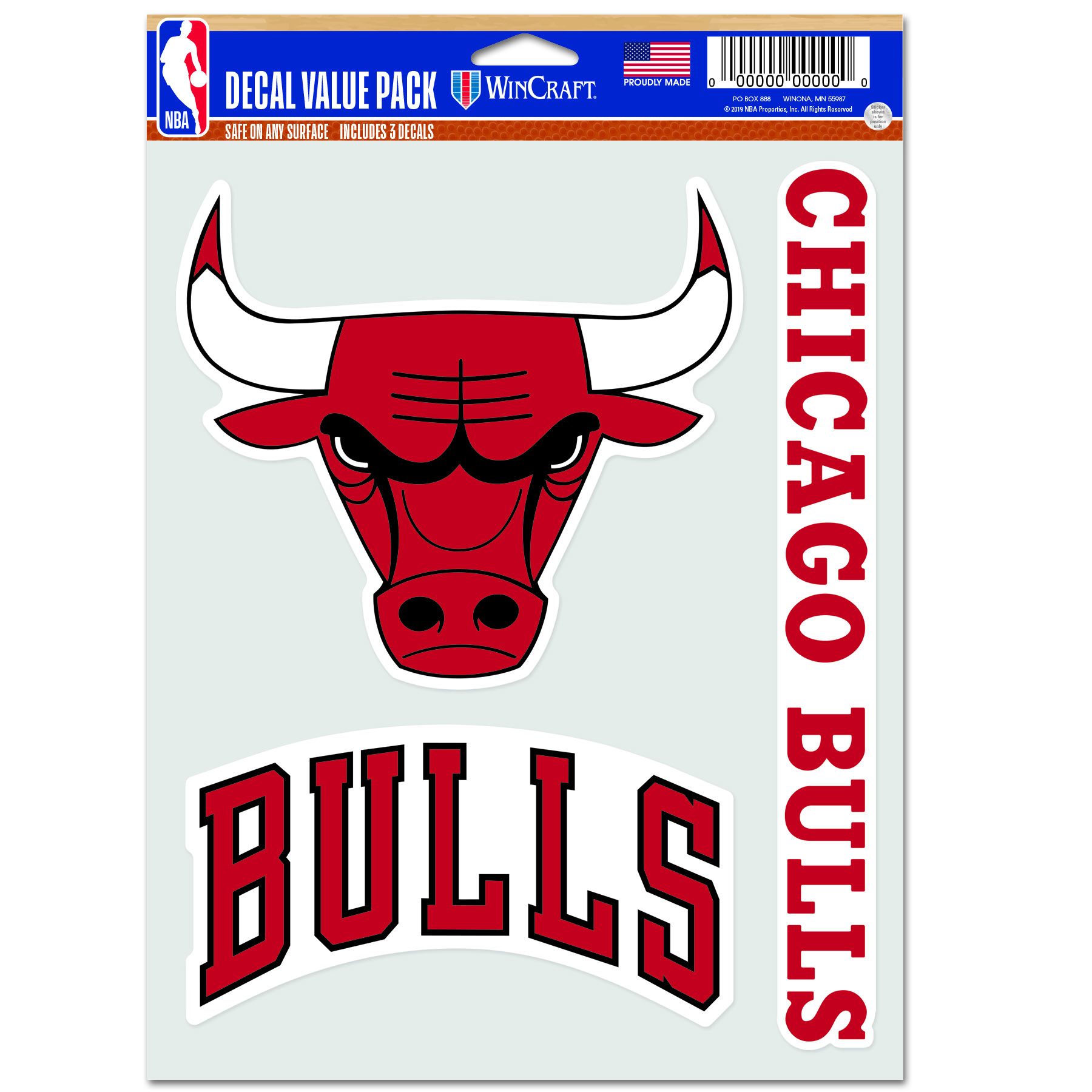 Levně WinCraft NBA Chicago Bulls Multi Use Decal - Unisex - Nálepky WinCraft - Červené - 6855319