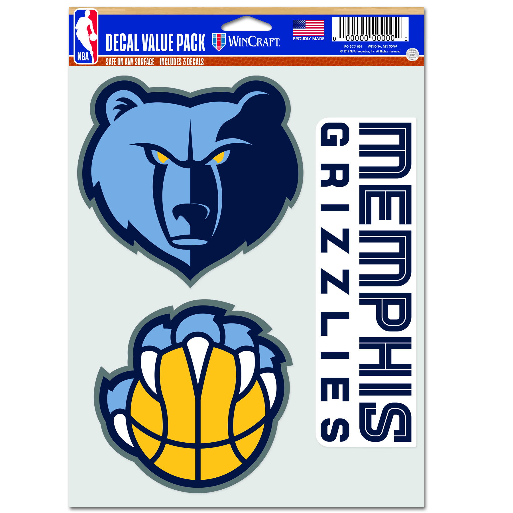 Levně WinCraft NBA Memphis Grizzlies Multi Use Decal - Unisex - Nálepky WinCraft - Modré - 6866319