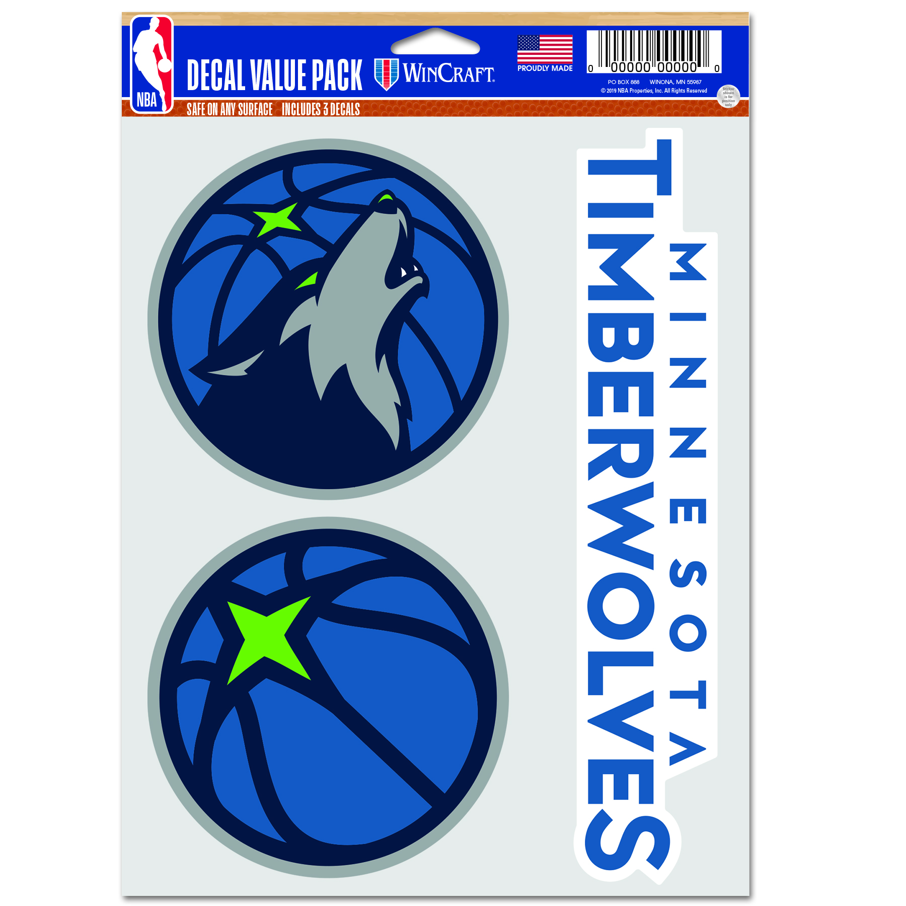 Levně WinCraft NBA Minnesota Timberwolves Multi Use Decal - Unisex - Nálepky WinCraft - Modré - 6869319