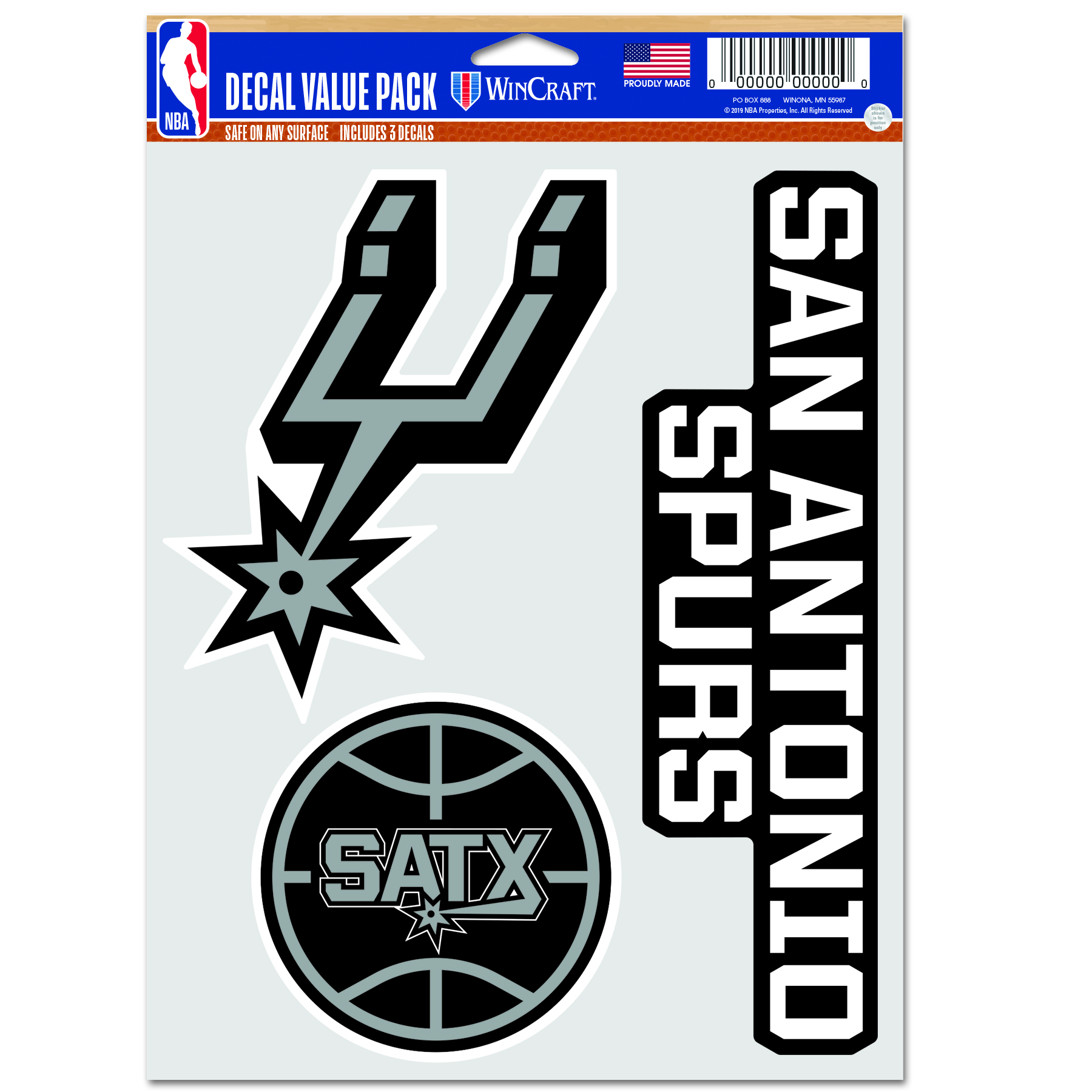 Levně WinCraft NBA San Antonio Spurs Multi Use Decal - Unisex - Nálepky WinCraft - Černé - 6878322