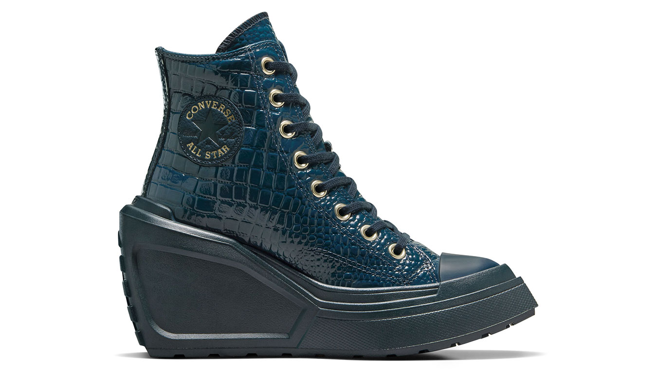 Converse Chuck 70 De Luxe Wedge Platform Leather - Dámské - Tenisky Converse - Modré - A10037C - Velikost: 37.5