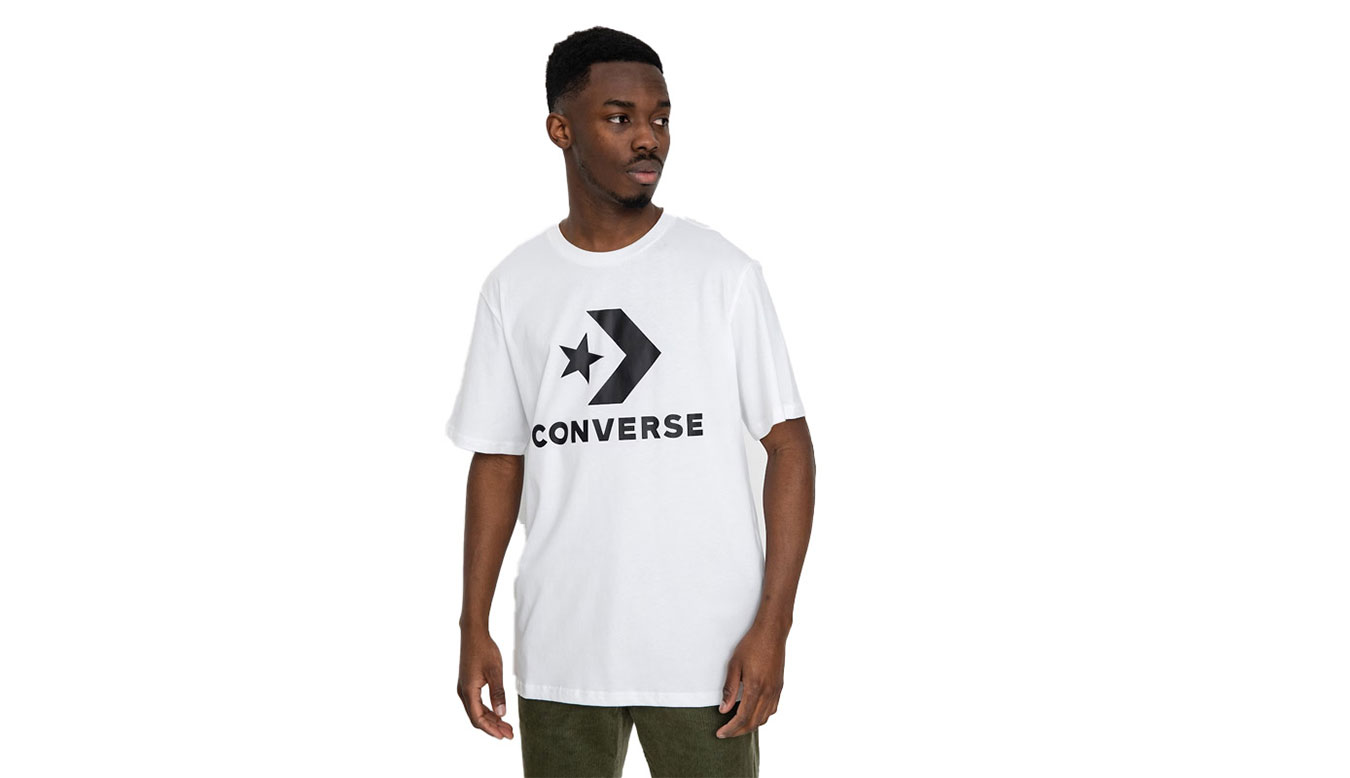 Converse Standard Fit Large Logo Star Chevron Tee - Pánské - Triko Converse - Bílé - 10025458-A03 - Velikost: S