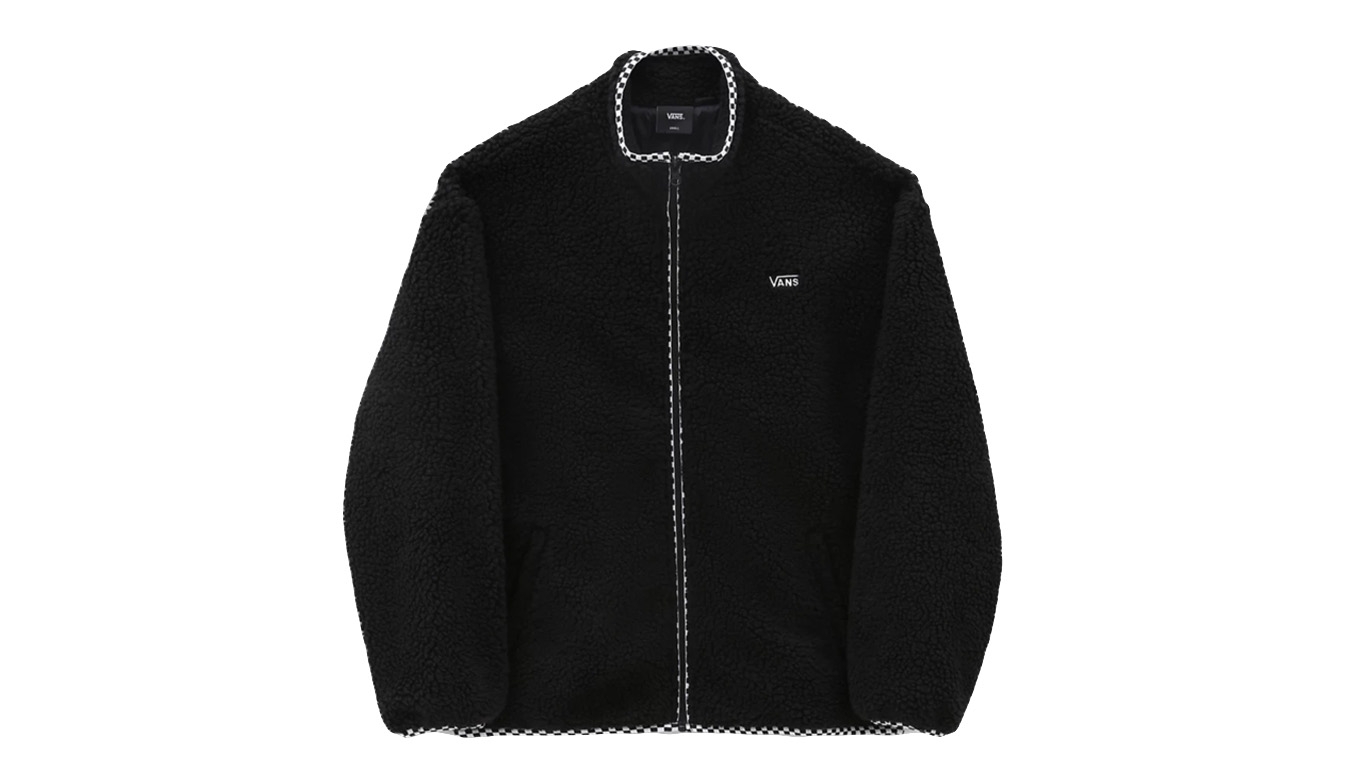 Vans Griffen Sherpa Zip Jacket - Dámské - Mikina Vans - Černé - VN0A7RP1BLK - Velikost: S