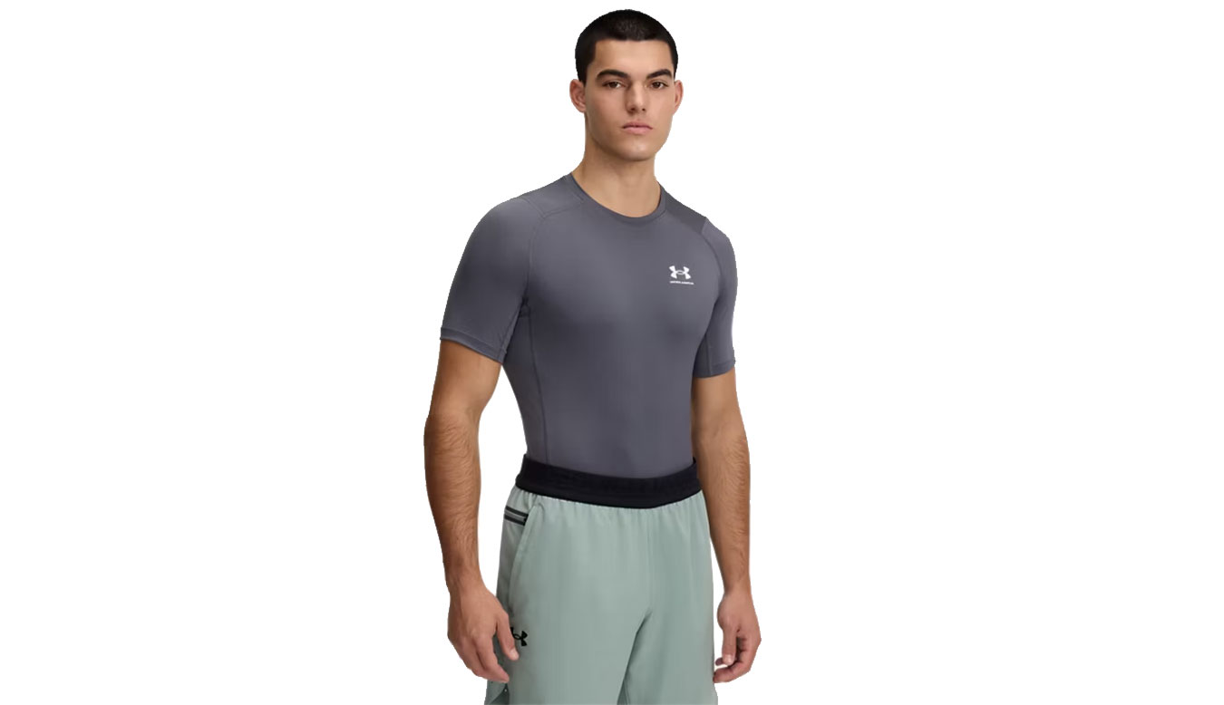 Levně Under Armour HG Armour Comp SS S - Pánské - Triko Under Armour - Šedé - 1361518-025