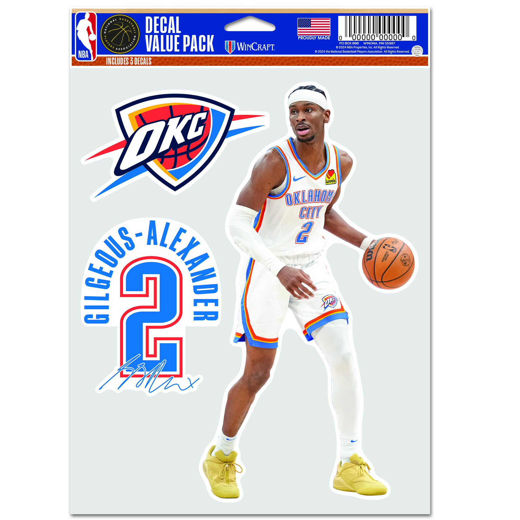 Levně WinCraft NBA Shai Gilgeous-Alexander Oklahoma City Thunder Multi Use Decal - Unisex - Nálepky WinCraft - Vícebarevné - 12762425