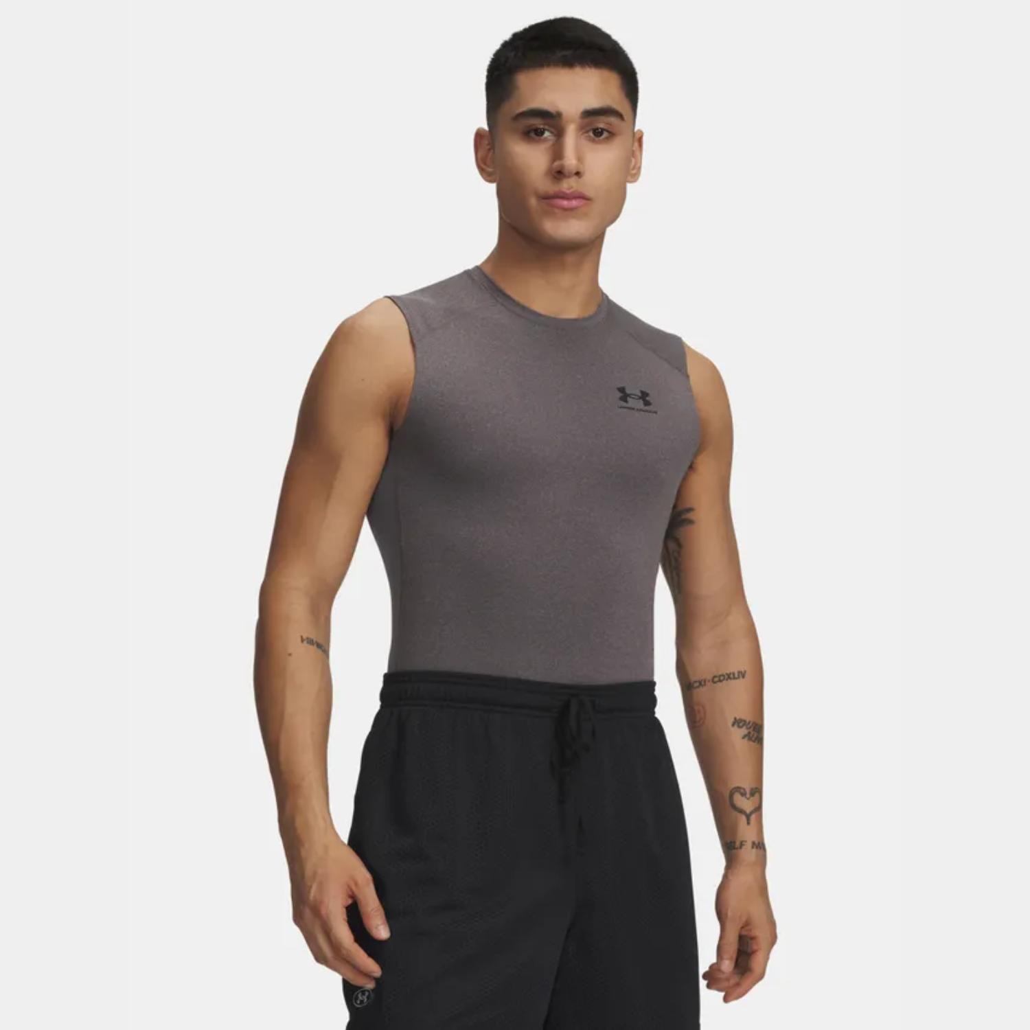 Levně Under Armour HG Armour Comp SL Grey - Pánské - Kompresní tílko Under Armour - Šedé - 1361522-090