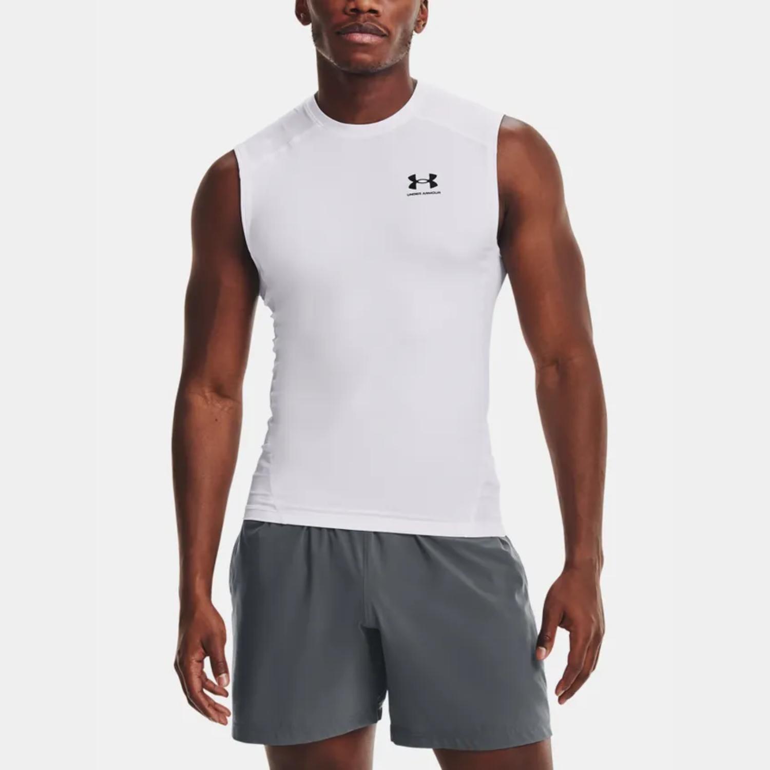 Levně Under Armour HG Armour Comp SL White - Pánské - Kompresní tílko Under Armour - Bílé - 1361522-100
