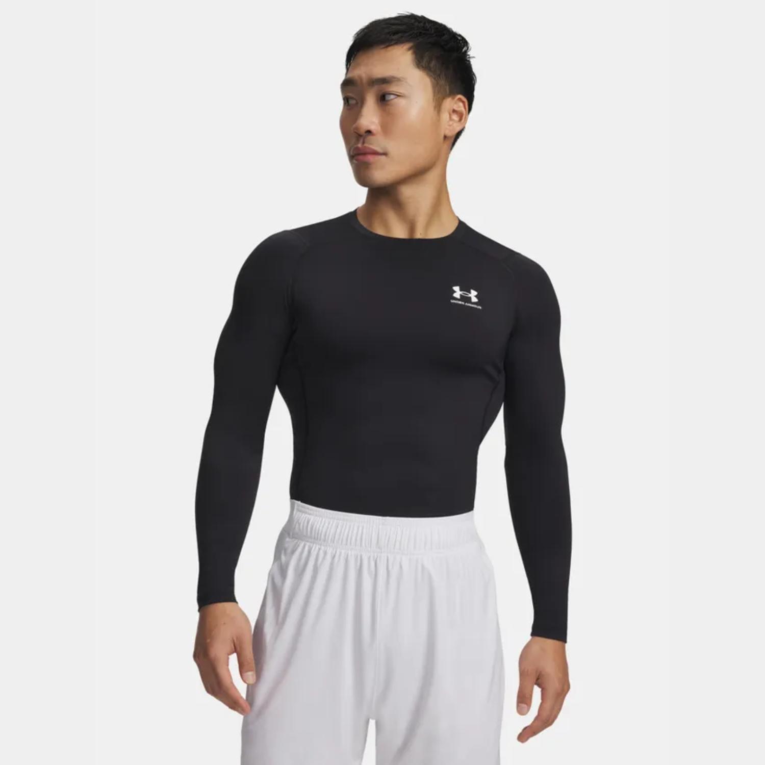 Levně Under Armour HG Armour Comp LS Tee Black - Pánské - Kompresní tričko s dlouhým rukávem Under Armour - Černé - 1361524-001