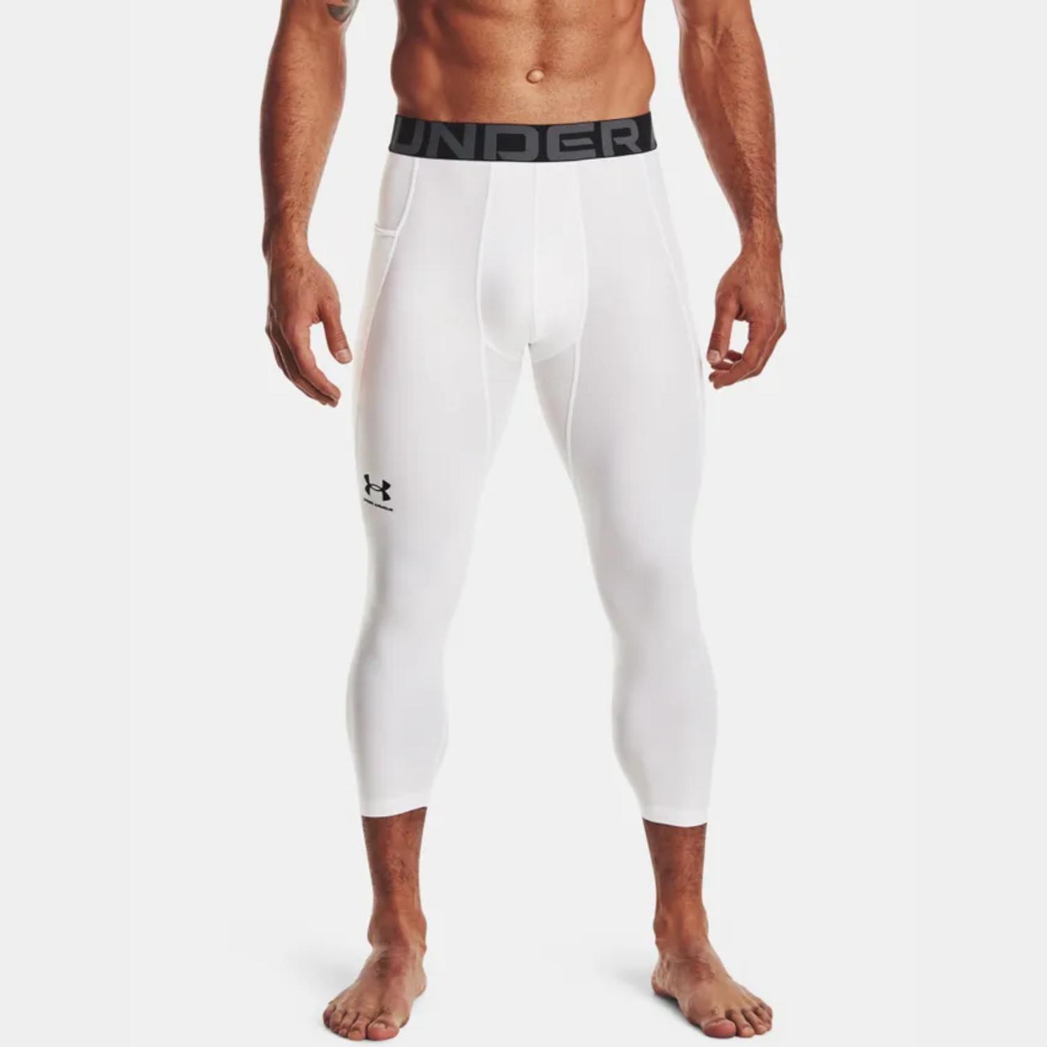 Levně Under Armour HG Armour 3/4 Legging White - Pánské - Kompresní legíny Under Armour - Bílé - 1361588-100