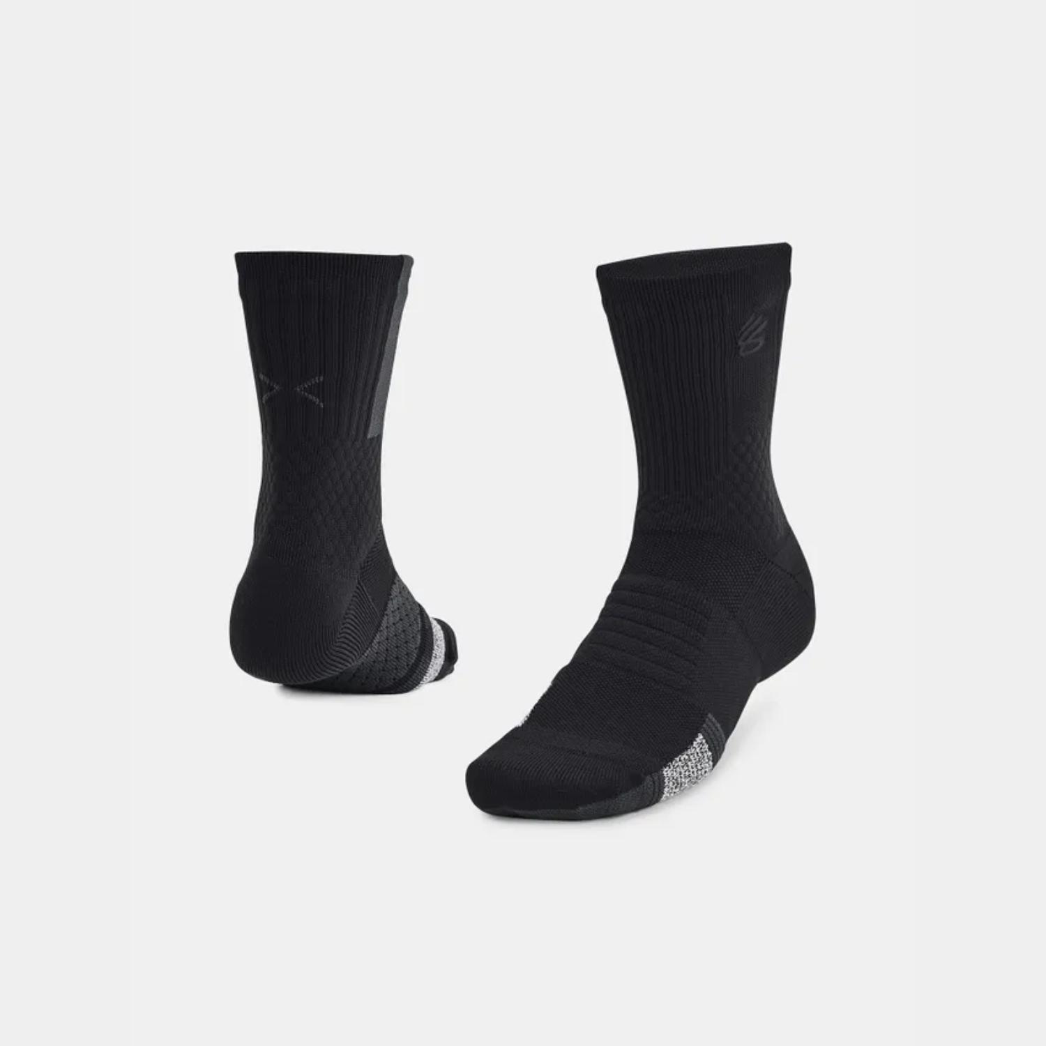 Under Armour Curry UA AD Playmaker 1p Mid Socks Black - Unisex - Ponožky Under Armour - Černé - 1376231-002 - Velikost: XL