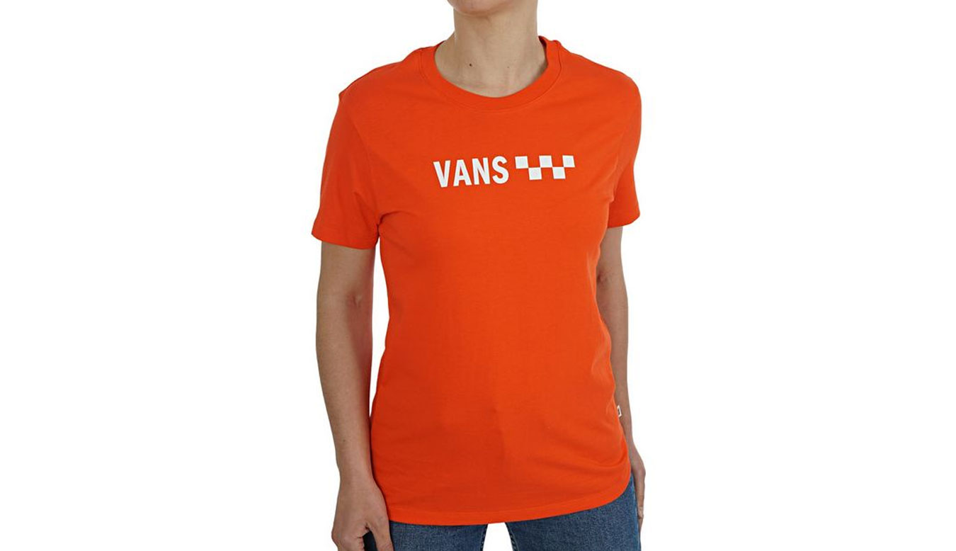 Vans Wm Brand Striper Bf Grenadine - Dámské - Triko Vans - Červené - VN0A4DODYEP - Velikost: S