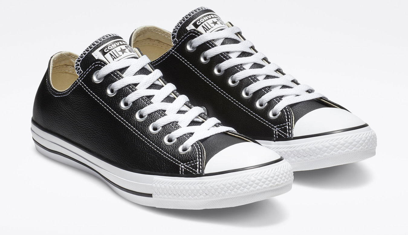 Converse Chuck Taylor Leather Black - Dětské - Tenisky Converse - Černé - 132174C - Velikost: 39