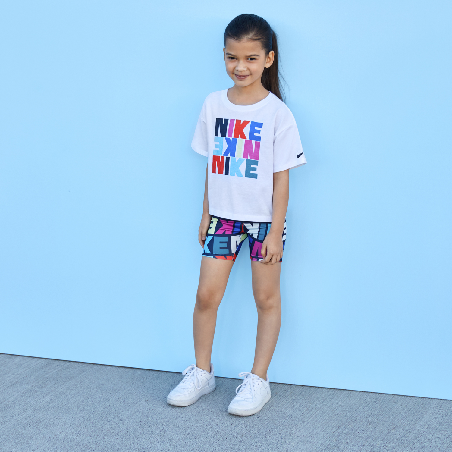 Nike Girls Snack Pack AOP Bike Shorts Obsidian - Dětské - Kraťasy Nike - Vícebarevné - 36K598-695 - Velikost: 6X