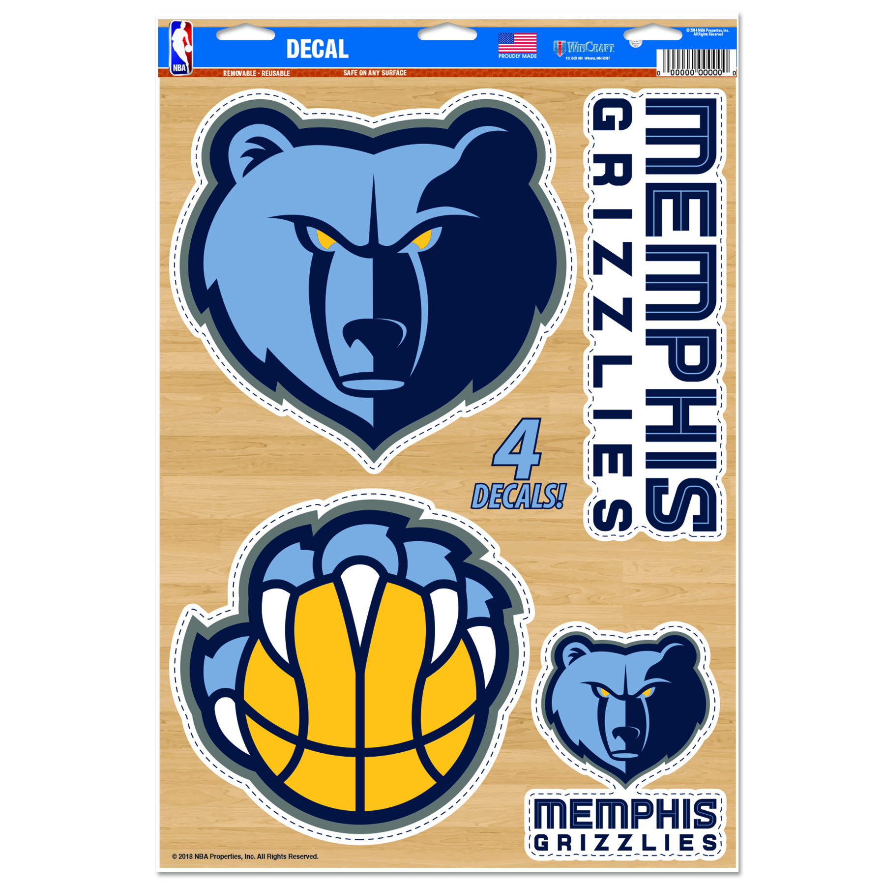 Levně WinCraft NBA 11x17 Memphis Grizzlies Multi-Use Decal - Unisex - Nálepky WinCraft - Modré - 38116018