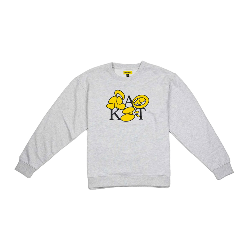 Market Bubble Letter Crewneck Sweatshirt - Pánské - Mikina MARKET - Šedé - 396000847