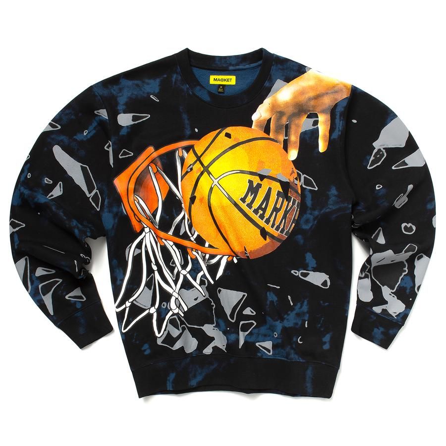Market Shattered Backboard Tie-Dye Crewneck Black - Pánské - Mikina MARKET - Černé - 398000029/190134 - Velikost: XL