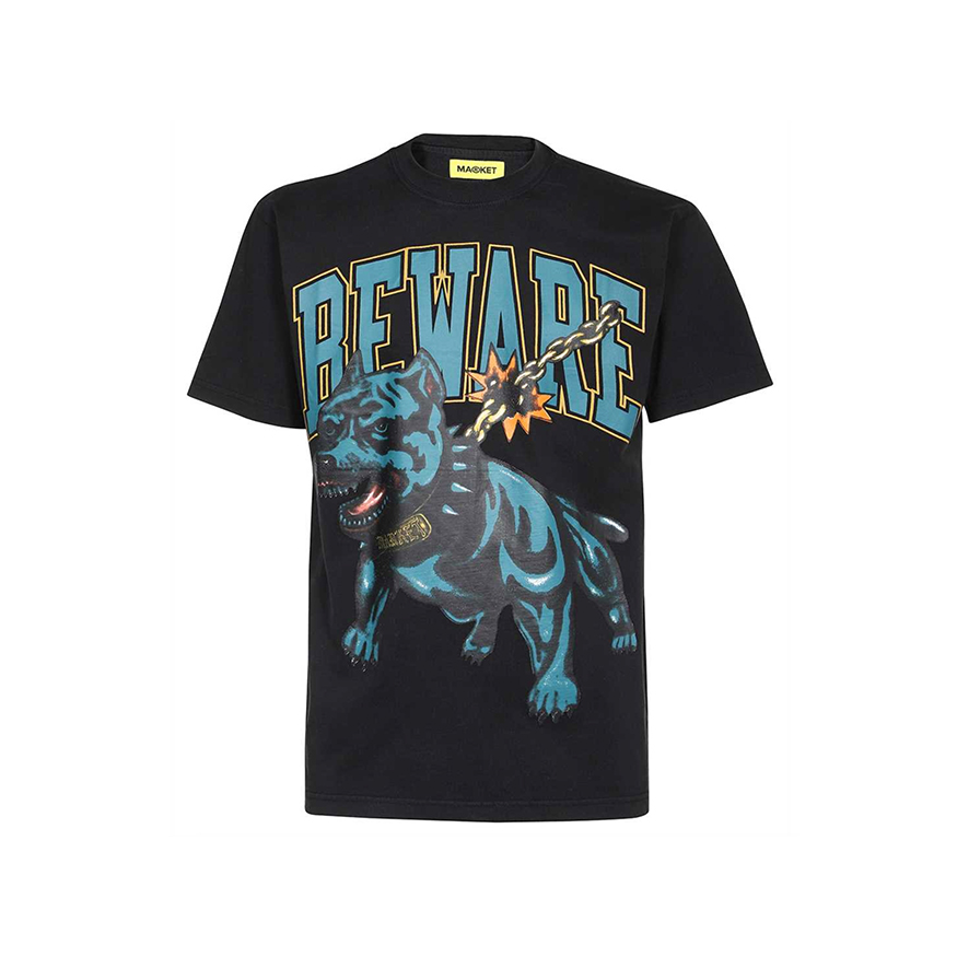 Market Beware Dog Washed Tee Black - Pánské - Triko MARKET - Černé - 399001086