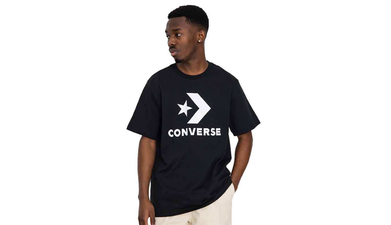 Converse Standard Fit Large Logo Star Chevron Tee - Pánské - Triko Converse - Černé - 10025458-A02 - Velikost: XS