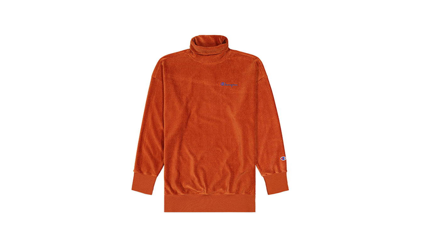 Champion Corduroy High Neck Oversized Sweatshirt - Dámské - Mikina Champion - Oranžové - 112247-MS053 - Velikost: S