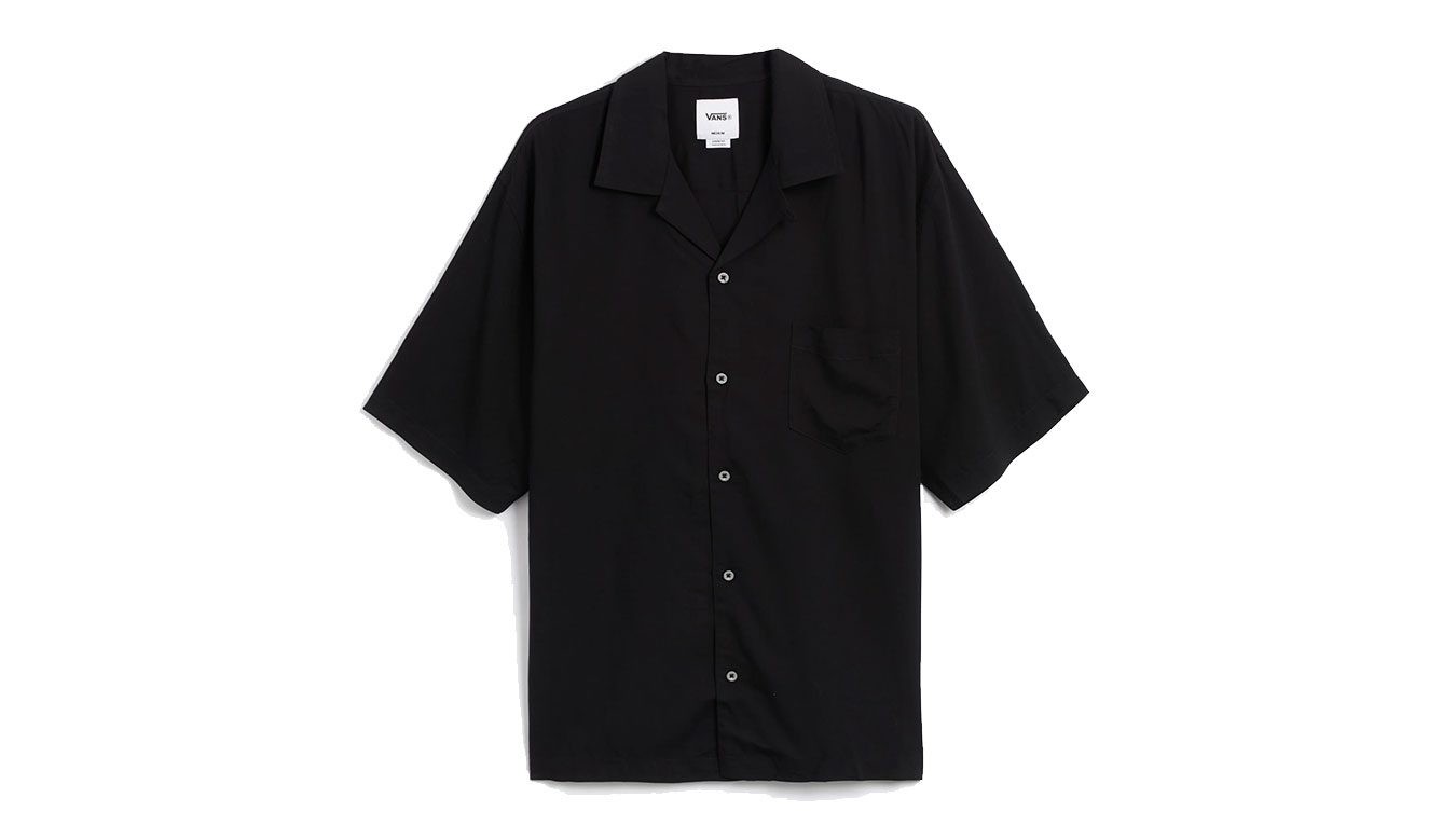 Vans LX Premium Camp Collar Woven Short Shirt - Pánské - Triko Vans - Černé - VN000GVXBLK - Velikost: S