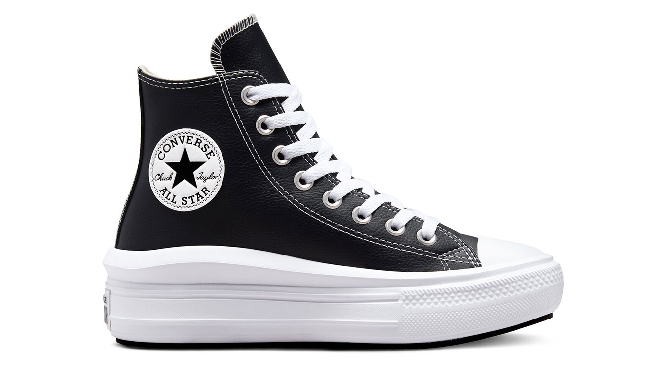 Levně Converse Chuck Taylor All Star Move Platform Leather - Dámské - Tenisky Converse - Černé - A04294C