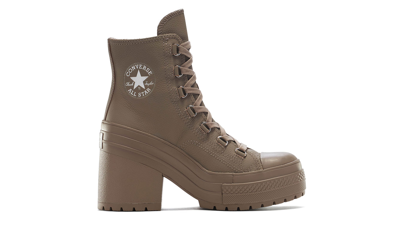 Converse Chuck 70 De Luxe Heel Platform Leather - Dámské - Tenisky Converse - Hnědé - A13064C - Velikost: 38