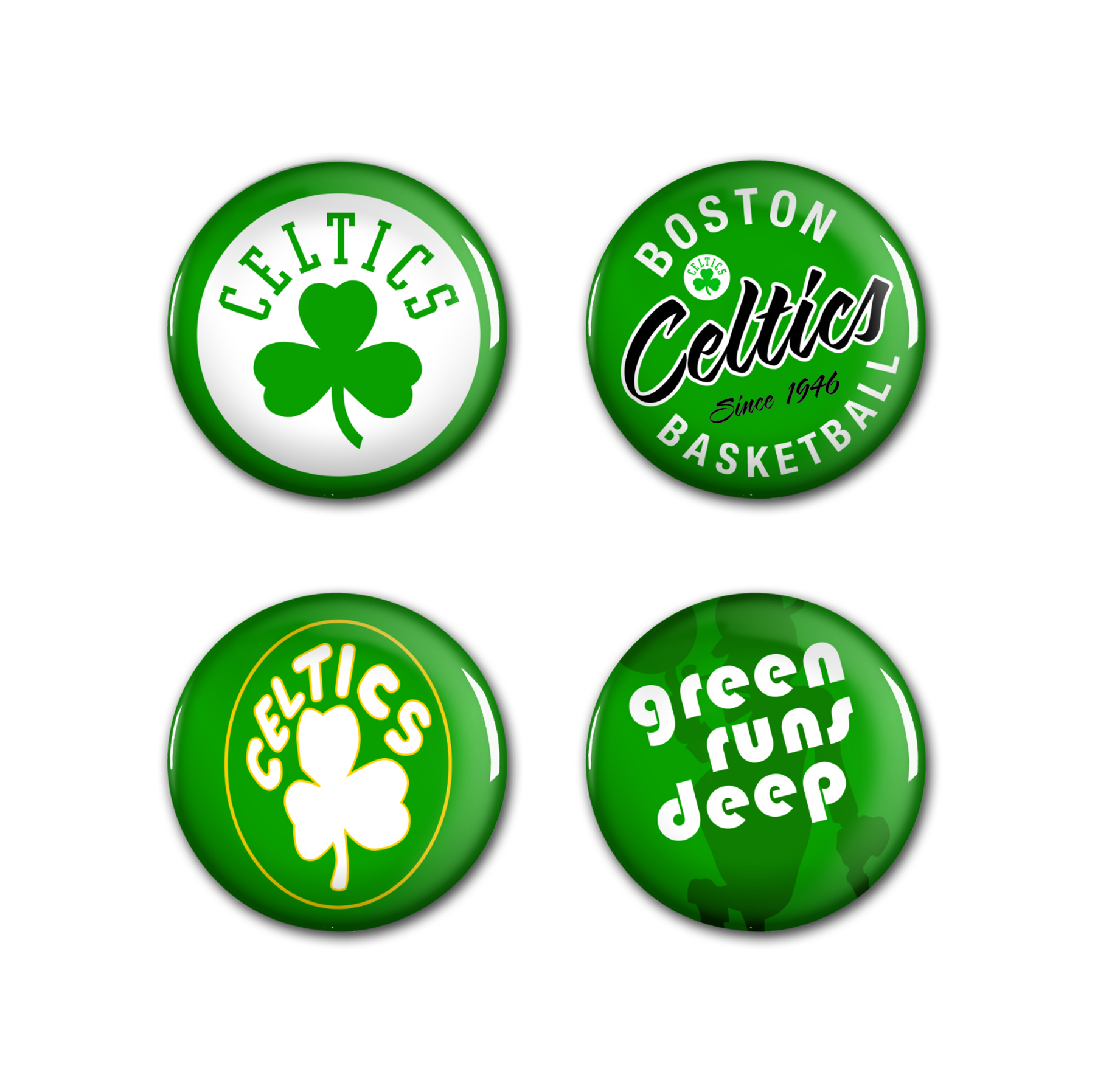Levně WinCraft NBA Boston Celtics Button 4 Pack - Unisex - Odznaky WinCraft - Zelené - 53524116