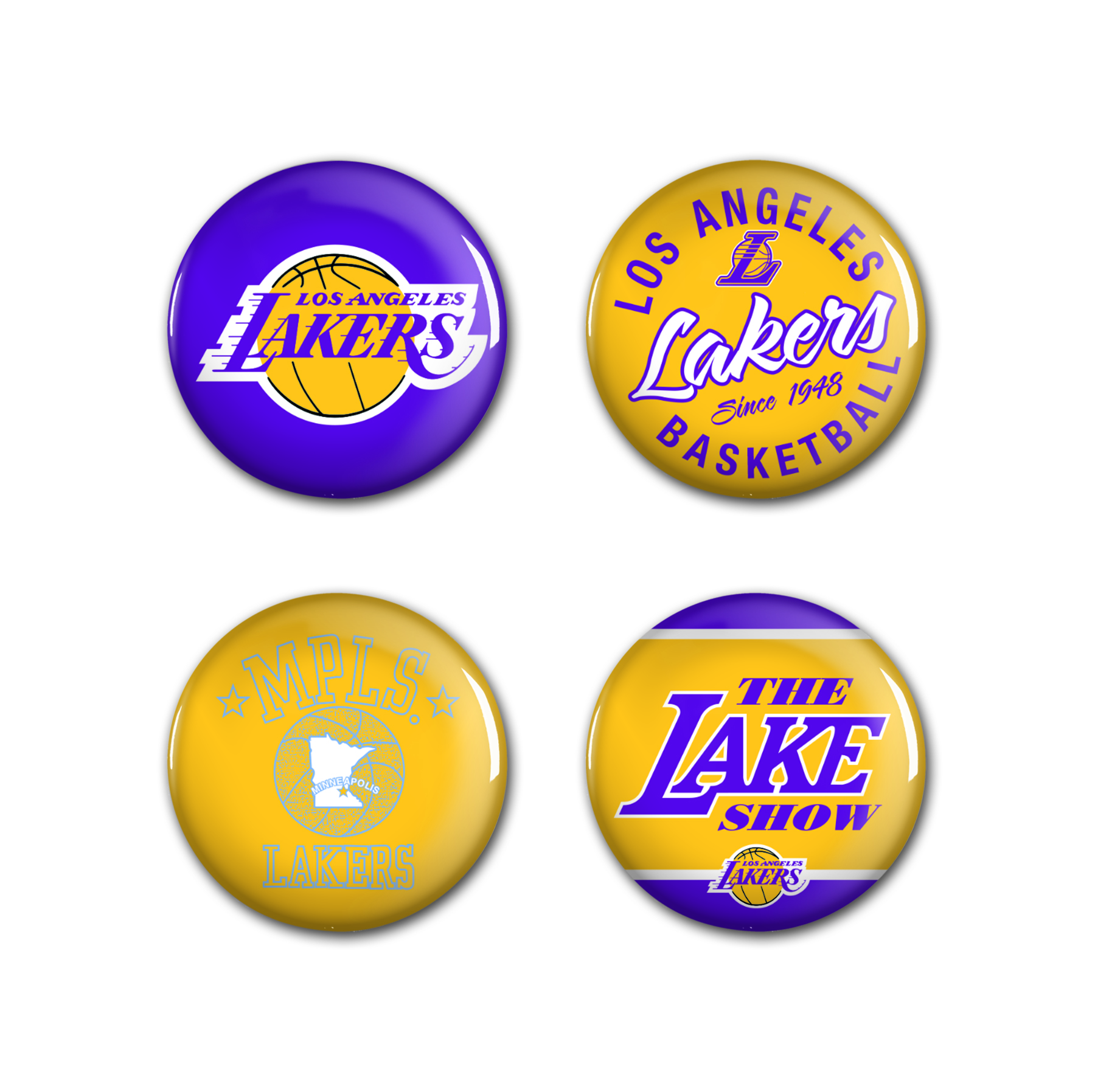 Levně WinCraft NBA Los Angeles Lakers Button 4 Pack - Unisex - Odznaky WinCraft - Žluté - 54210116