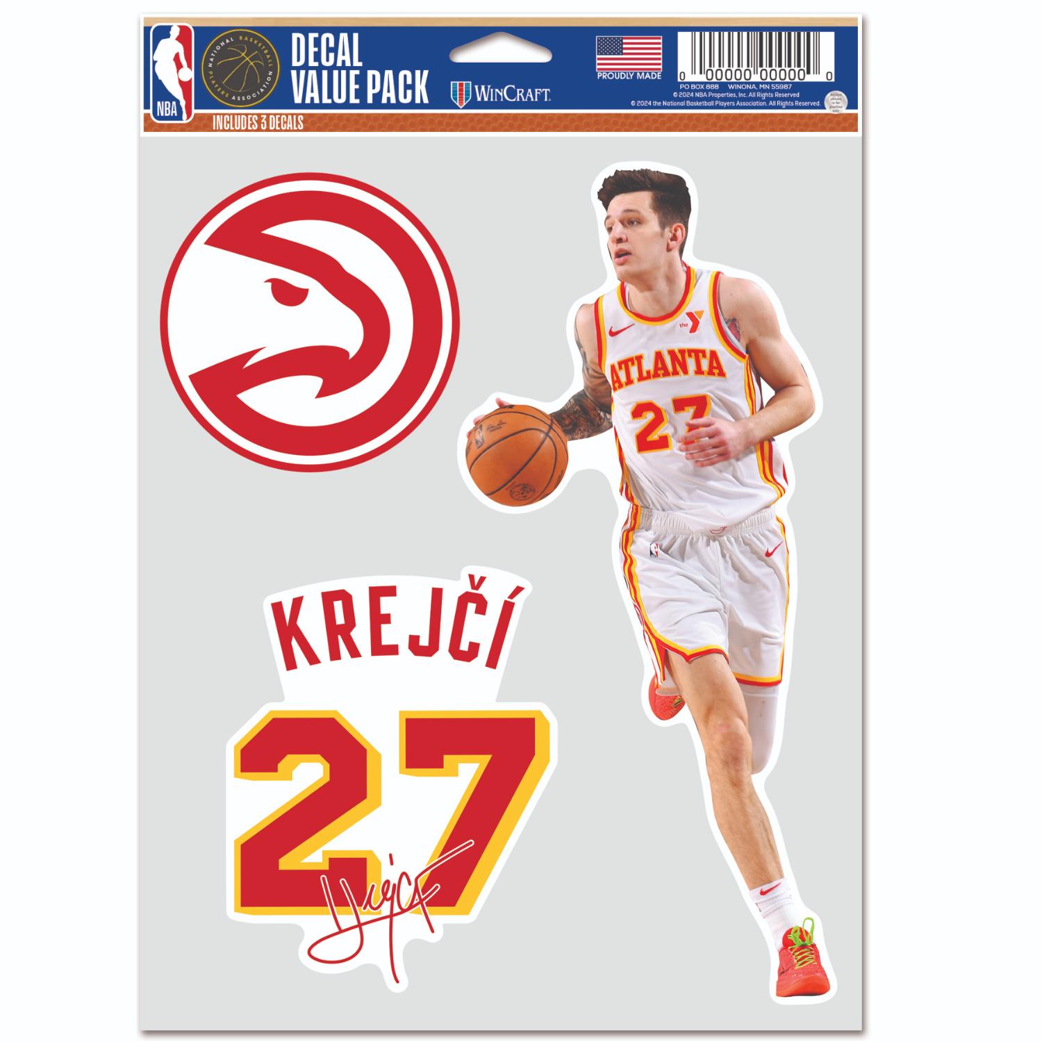 Levně WinCraft NBA Multi Use 3 Fan Pack Decal Vit Krejci Atlanta Hawks - Unisex - Nálepky WinCraft - Červené - 596078AE