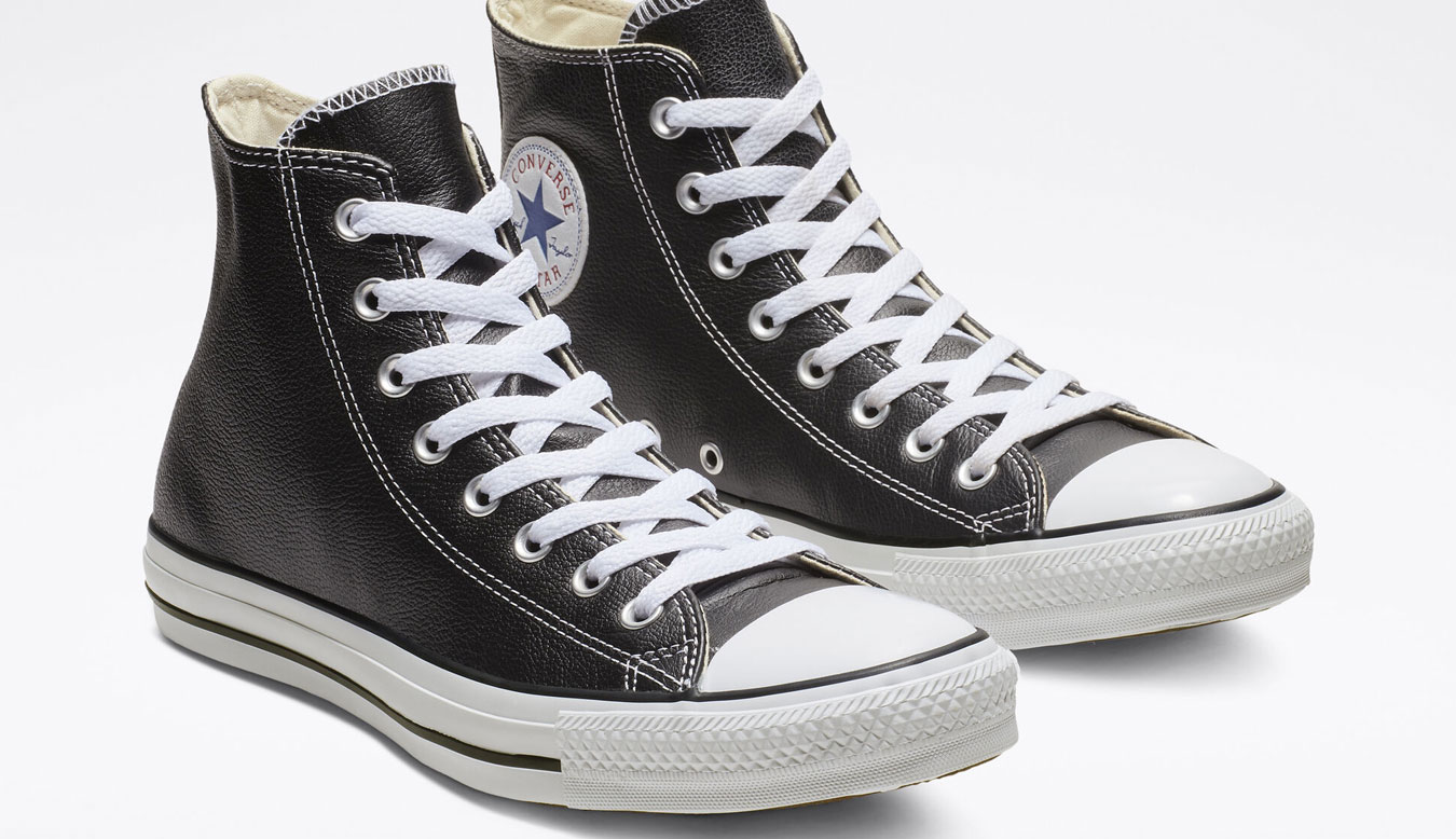 Levně Converse Chuck Taylor Hi Leather Black - Dětské - Tenisky Converse - Černé - 132170C