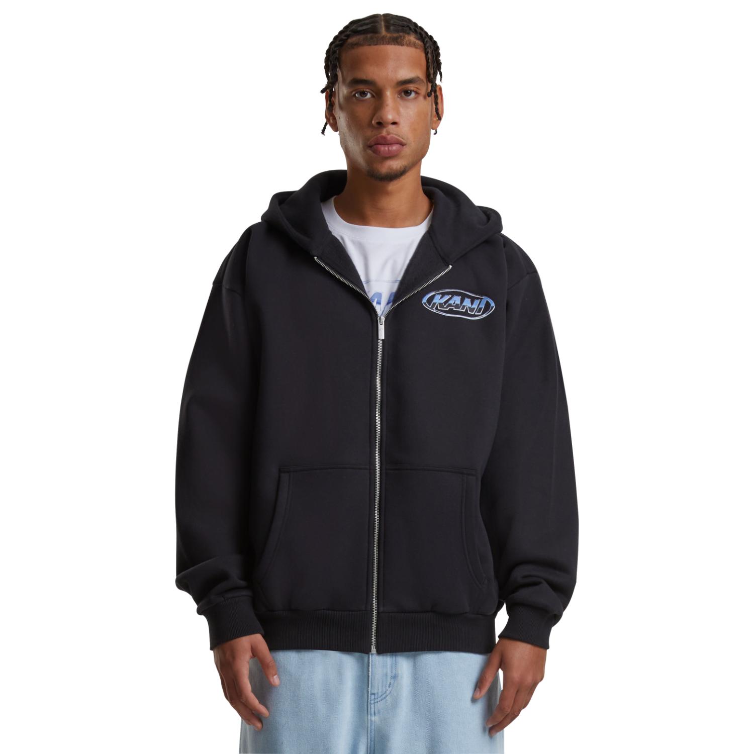 Karl Kani Woven Signature Chrome Zip Hoodie - Pánské - Mikina Karl Kani - Černé - 60220175 - Velikost: S