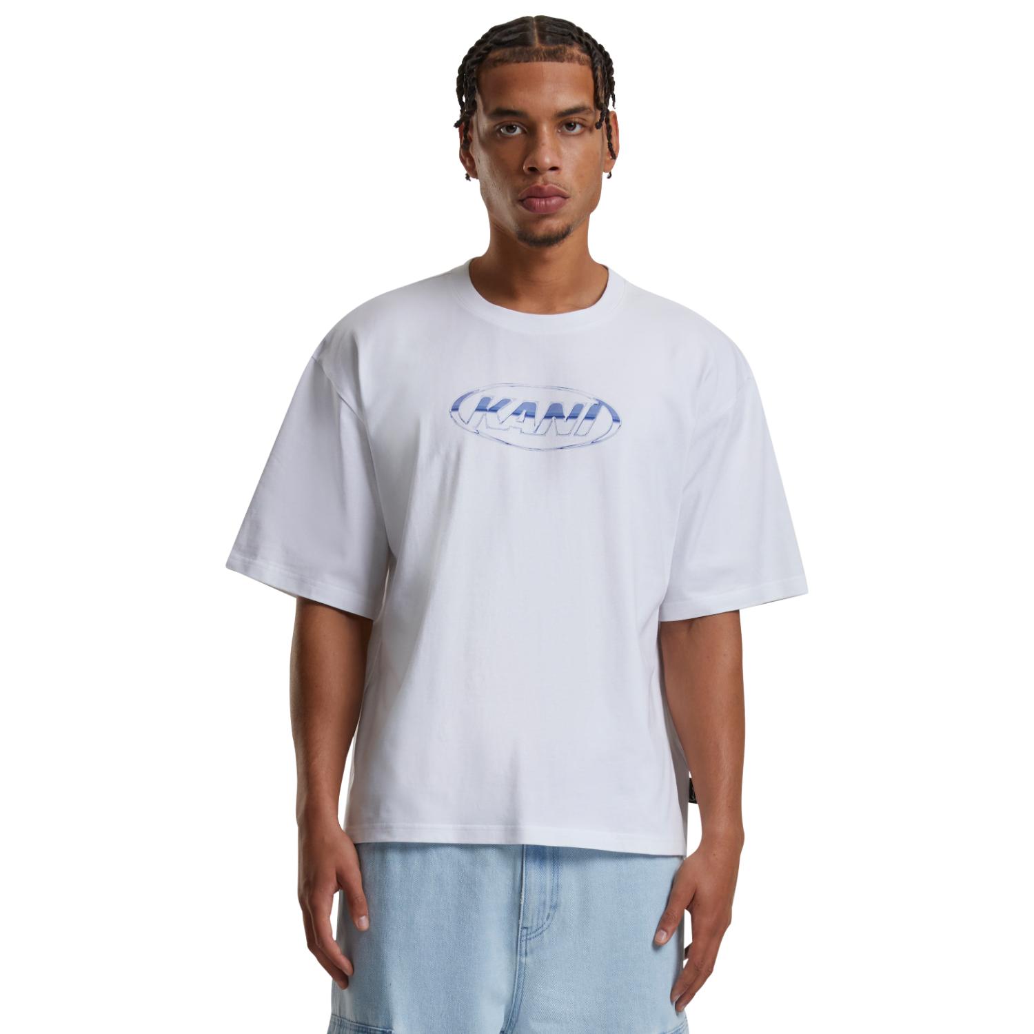 Karl Kani Woven Signature Chrome Logo Crop Tee - Pánské - Triko Karl Kani - Bílé - 60300356 - Velikost: L