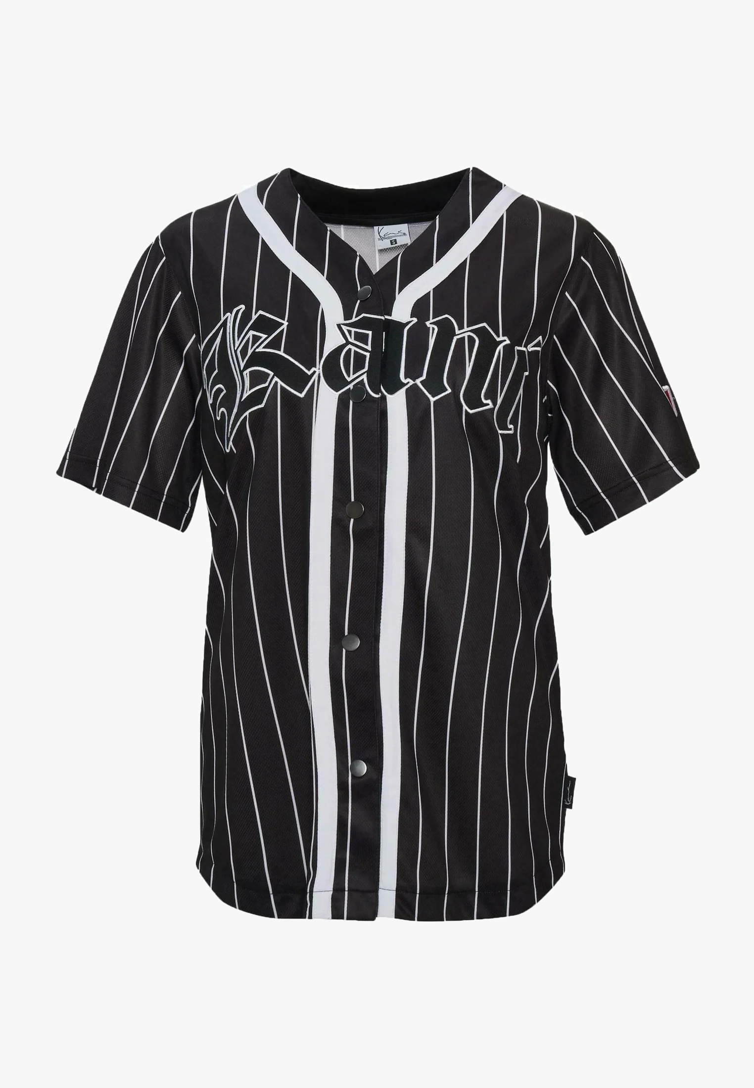 Levně Karl Kani Woven Signature Old English Baseball Women Shirt Black/White - Dámské - Košile Karl Kani - Černé - 6133124