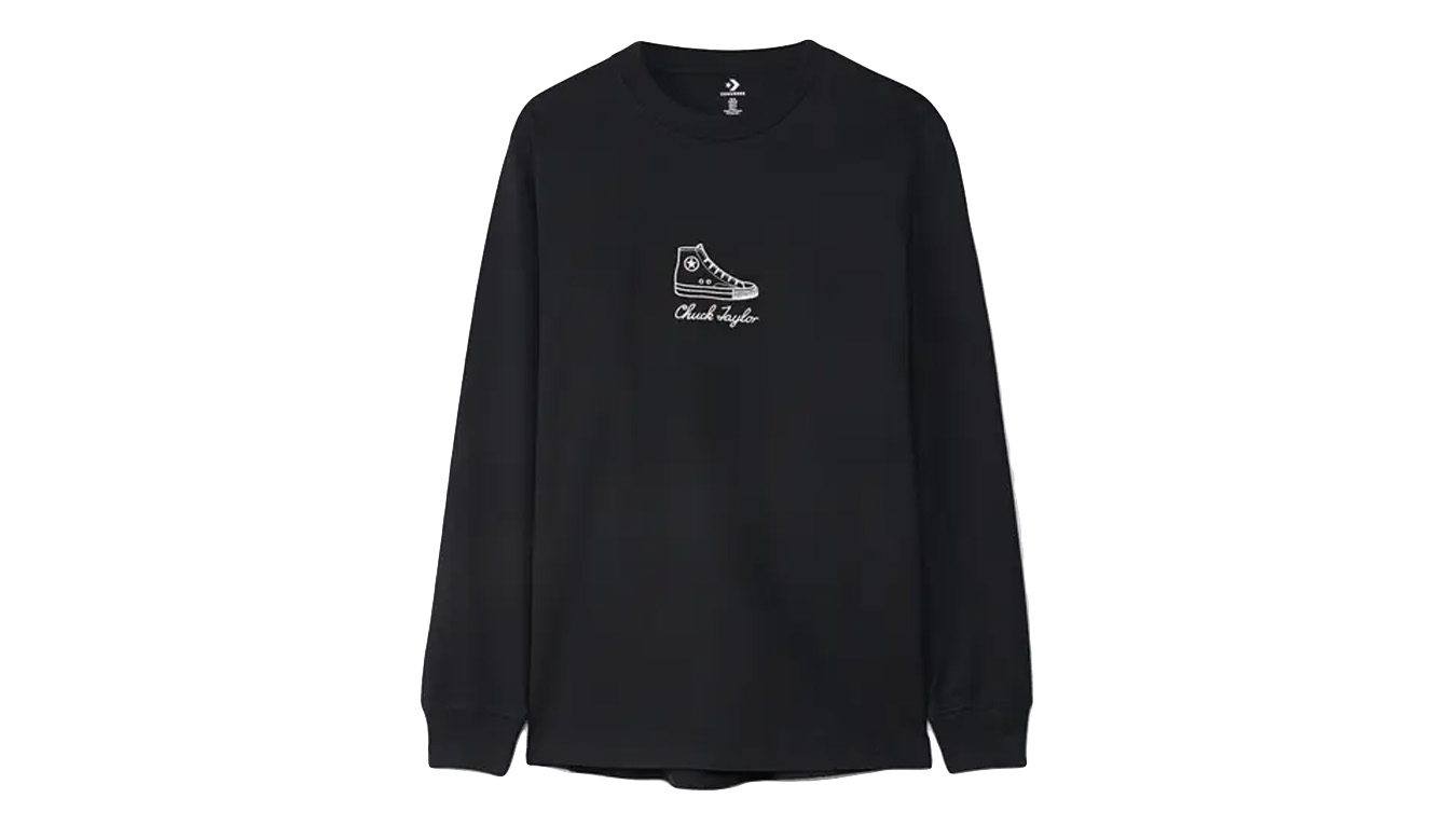Converse Icon Signature Long Sleeve T-Shirt - Pánské - Triko Converse - Černé - 10023637-A01 - Velikost: M
