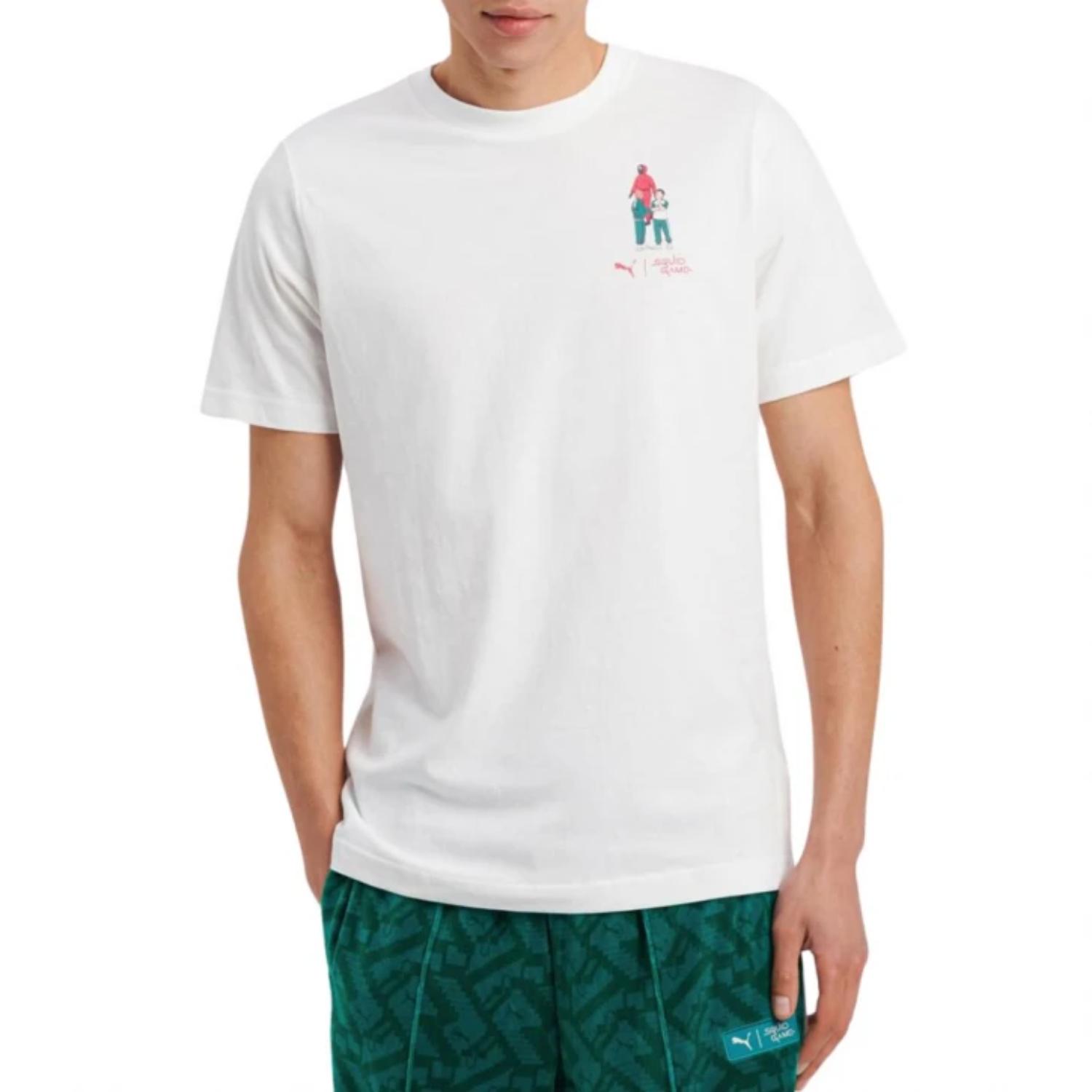 Puma X Squid Game Graphic Tee White - Pánské - Triko Puma - Bílé - 627426-02 - Velikost: S