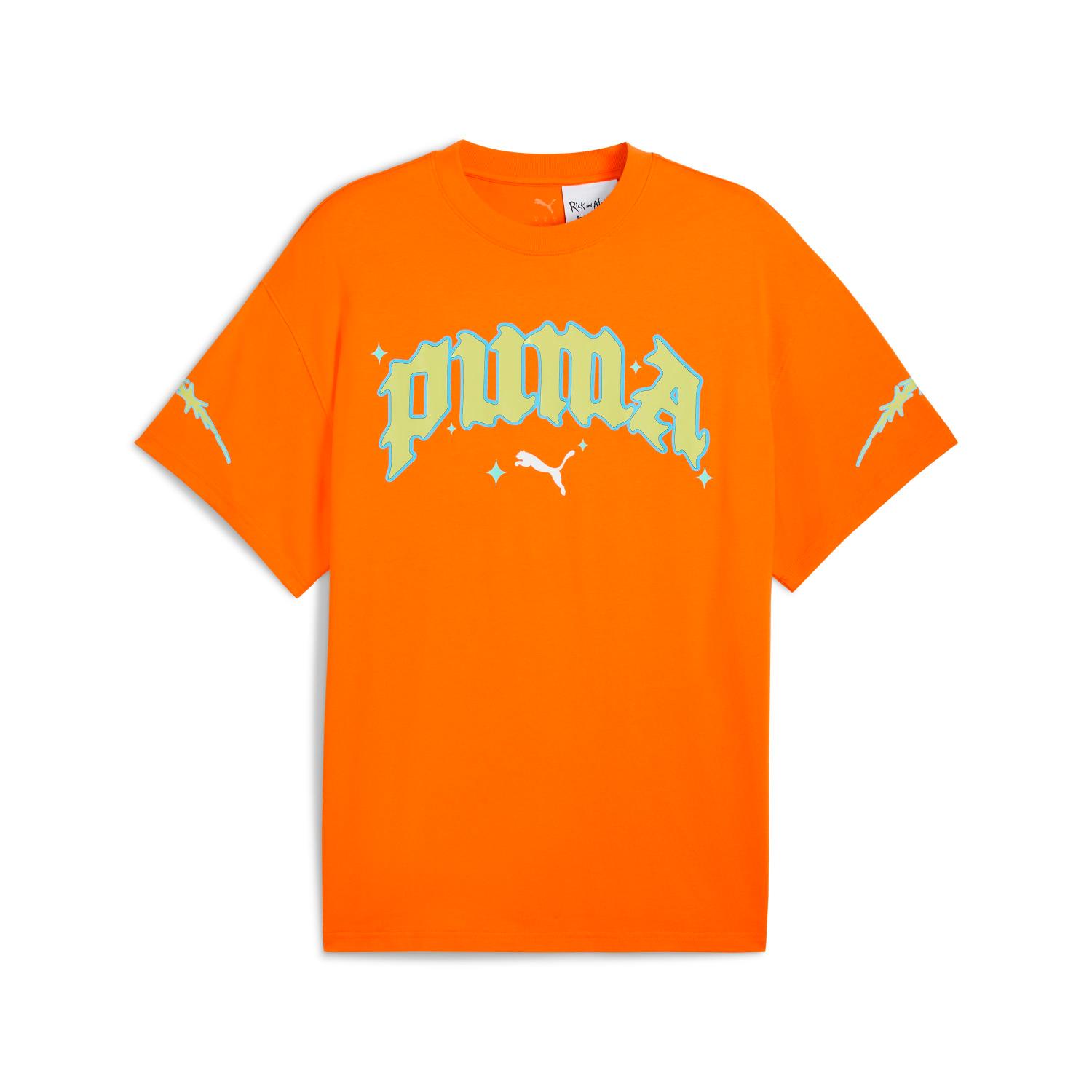 Puma Hoops x Rick and Morty Tee Rickie Orange - Pánské - Triko Puma - Oranžové - 633098-01 - Velikost: XL