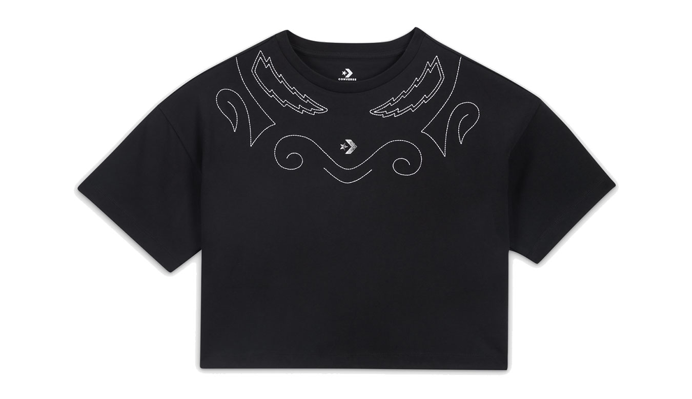 Converse Proud To Be Oversized Cropped T-Shirt - Dámské - Triko Converse - Černé - 10027209-A01 - Velikost: XS