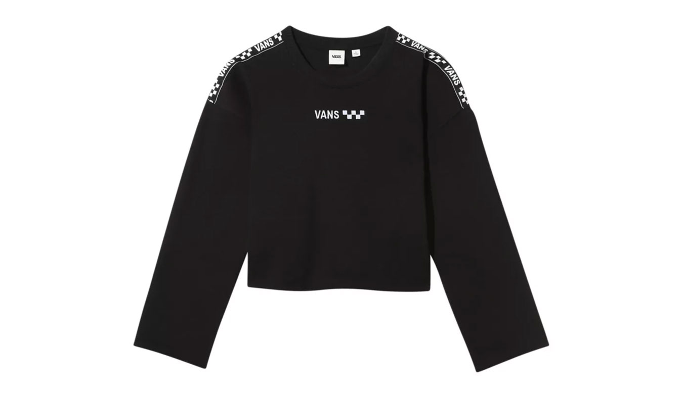 Vans Wm Brand Striper Crew Black - Dámské - Triko Vans - Černé - VN0A4DPABLK - Velikost: M