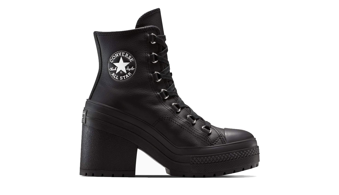 Converse Chuck 70 De Luxe Heel Platform Leather - Dámské - Tenisky Converse - Černé - A15514C - Velikost: 39.5