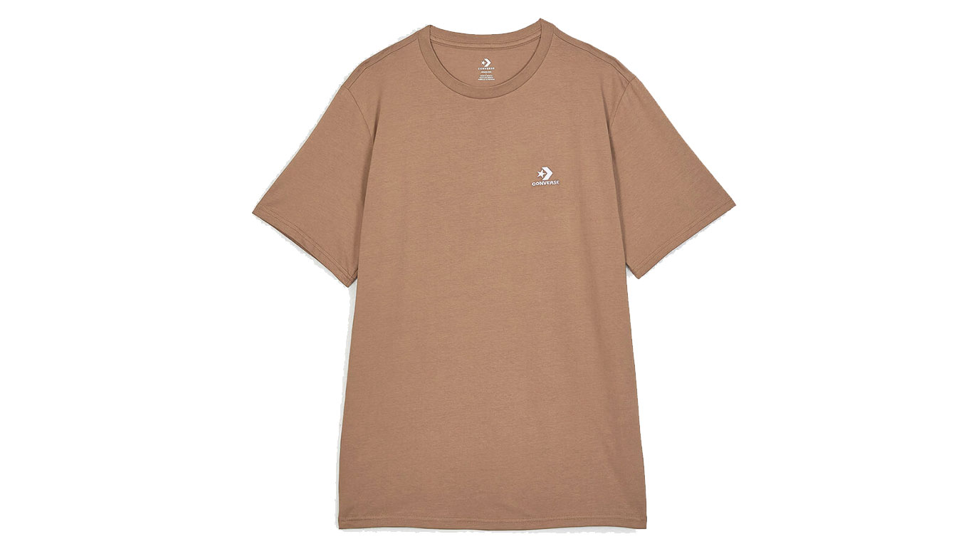 Levně Converse Standard Fit Left Chest Star Chevron Embroidered Tee S - Pánské - Triko Converse - Hnědé - 10023876-A46