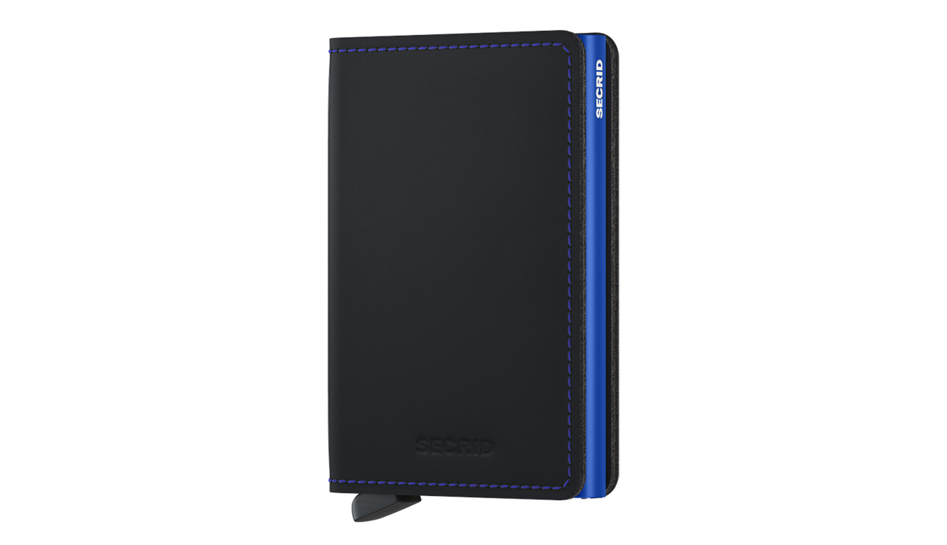 Secrid Slimwallet Matte Black & Blue - Unisex - Doplněk Secrid - Černé - SM-Black-Blue - Velikost: UNI