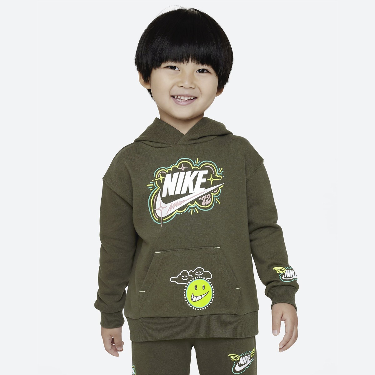 Nike NSW Art Of Play Pullover Hoodie Cargo Khaki - Dětské - Mikina Nike - Zelené - 86L102-F84 - Velikost: 6