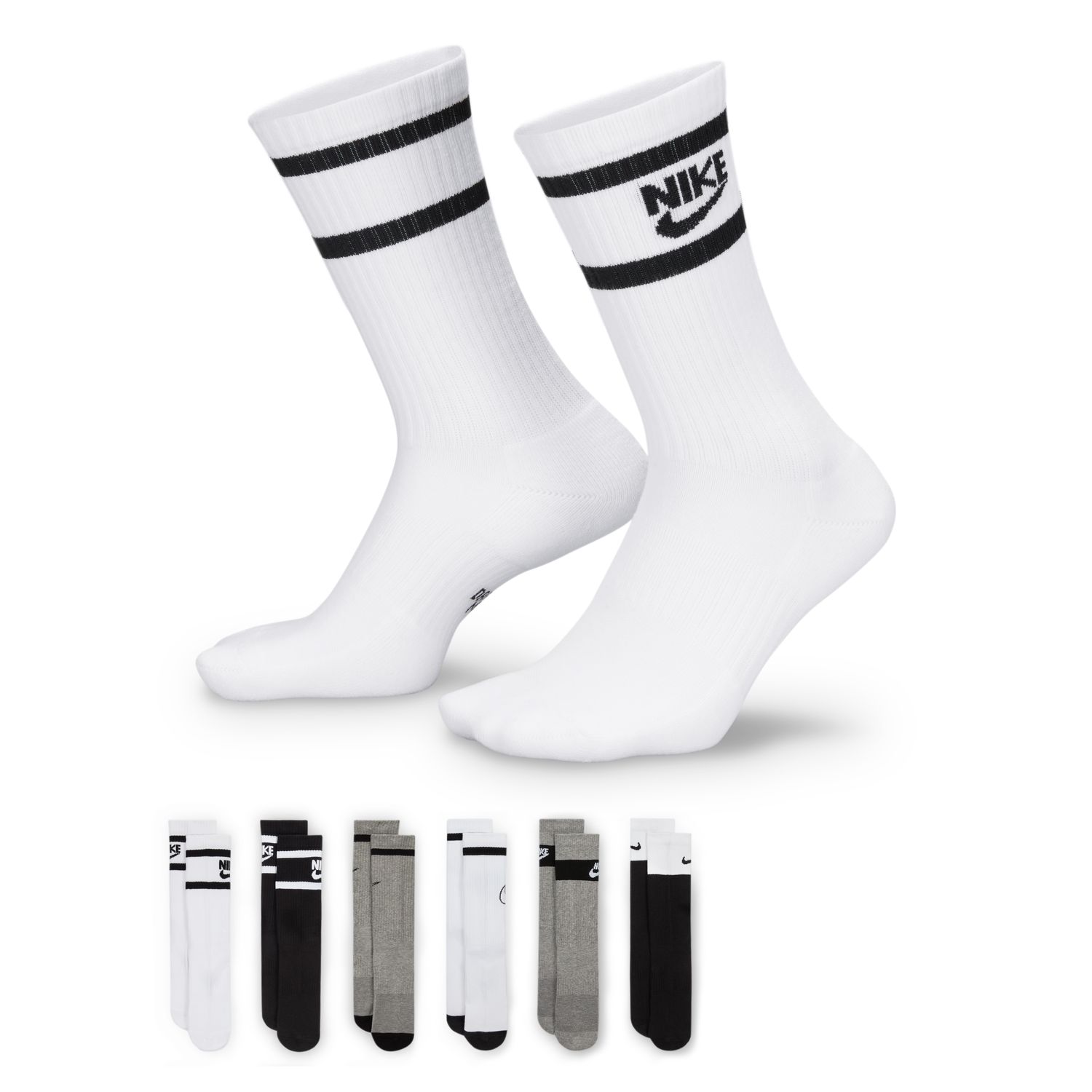 Nike Everyday Kids Cushioned Crew Socks 6-Pack - Dětské - Ponožky Nike - Vícebarevné - CK7302-901 - Velikost: S