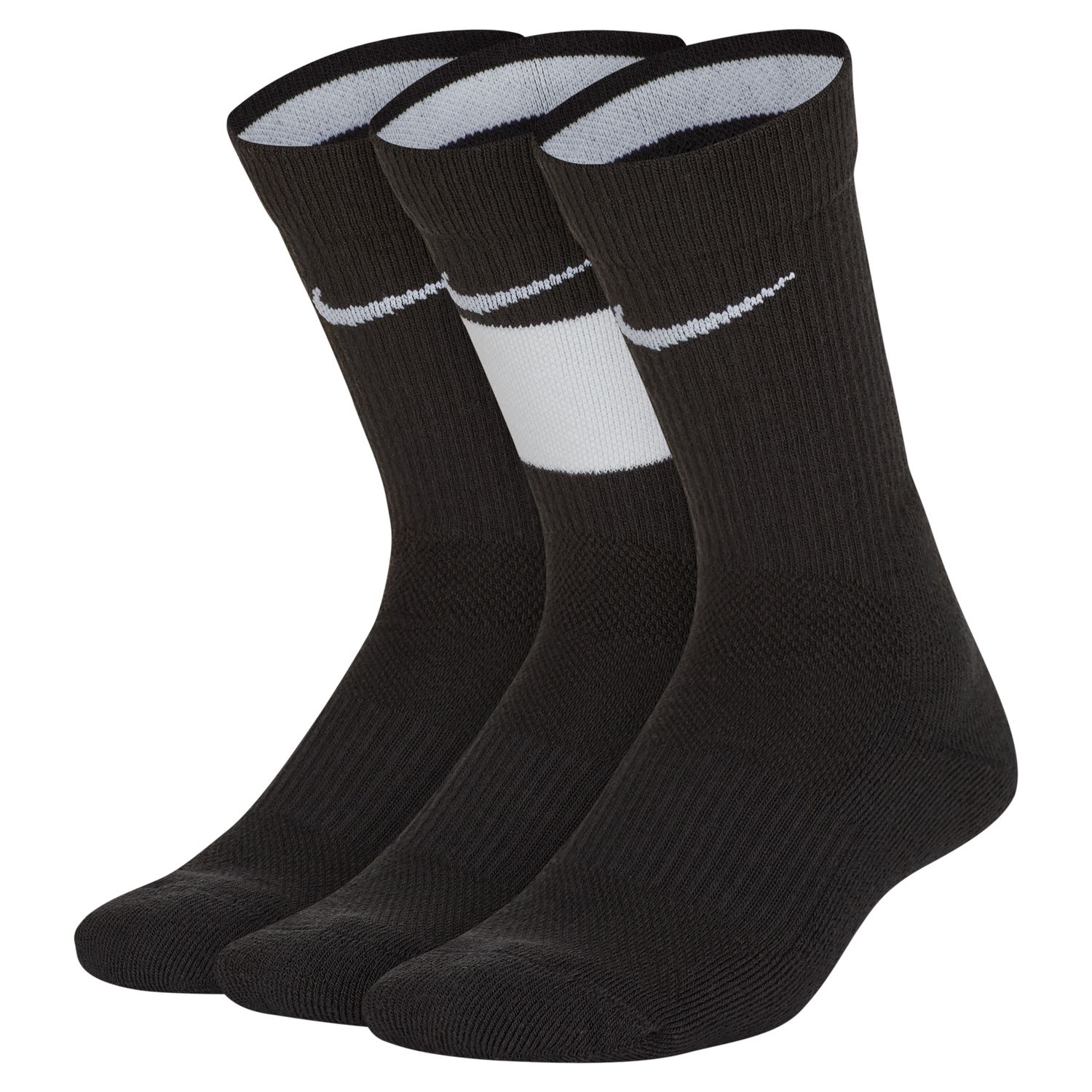 Nike Elite Kids Basketball Crew Socks 3-Pack Black - Dětské - Ponožky Nike - Černé - CW6063-010 - Velikost: M