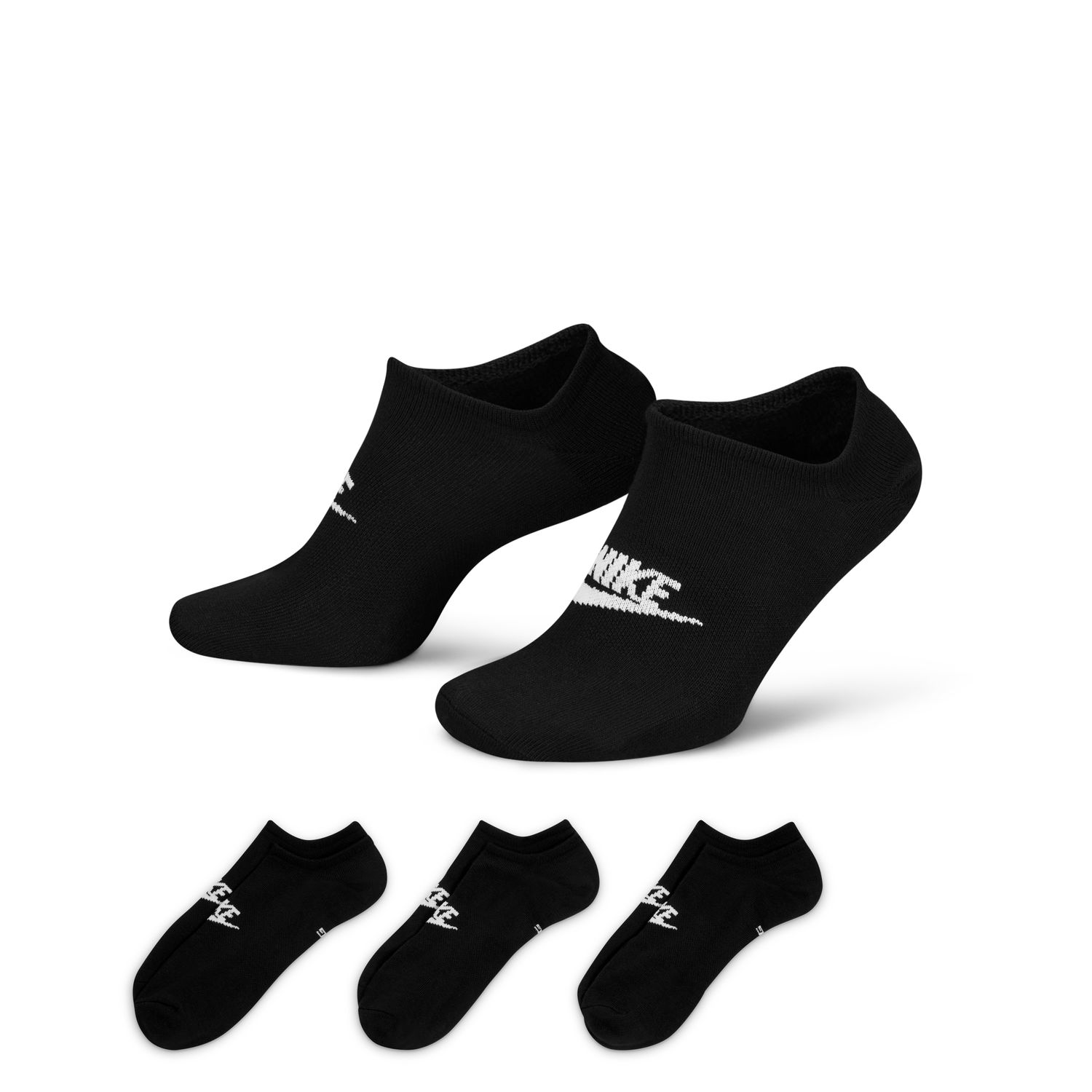 Nike Sportswear Everyday Essential No-Show 3-Pack Socks Black - Unisex - Ponožky Nike - Černé - DX5075-010 - Velikost: M