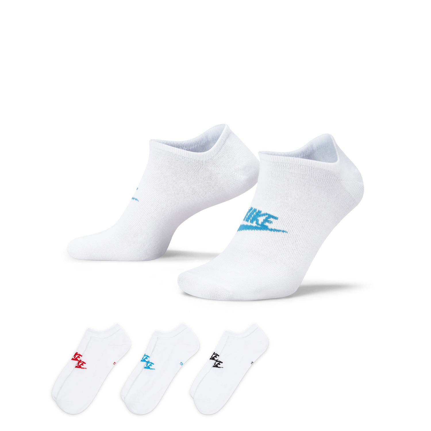 Nike Sportswear Everyday Essential No-Show 3-Pack Socks Multi-Color - Unisex - Ponožky Nike - Bílé - DX5075-911 - Velikost: XL