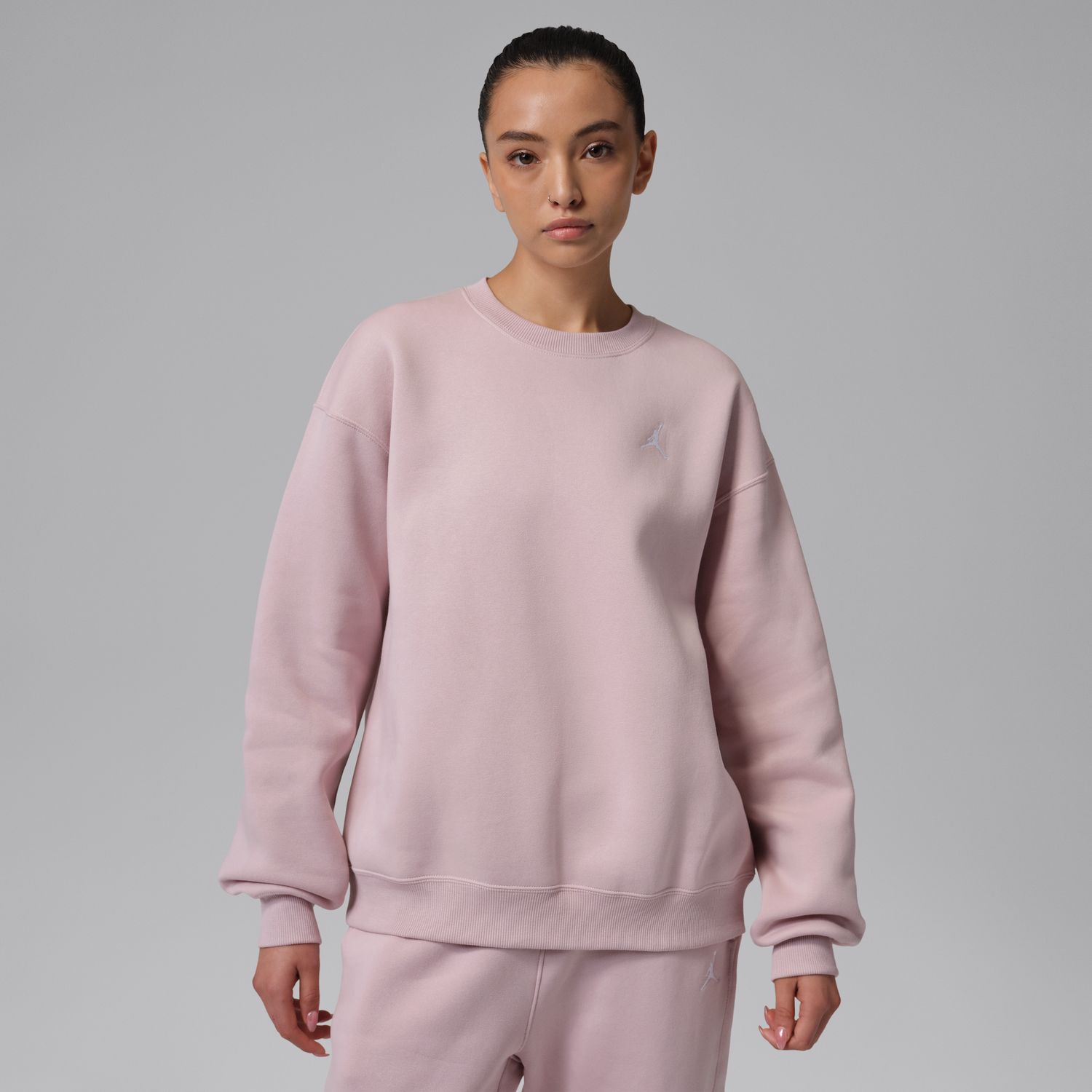 Jordan Brooklyn Fleece Wmns Crew-Neck Sweatshirt Particle Rose - Dámské - Mikina Jordan - Růžové - FV7074-627 - Velikost: L