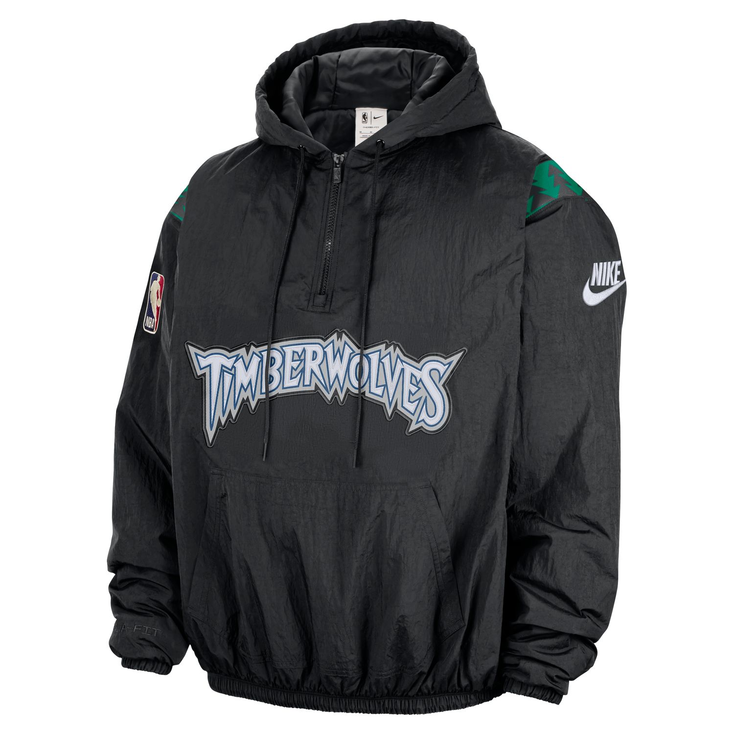 Nike Therma-FIT NBA Minnesota Timberwolves Hardwood Clasics 1/2-Zip Hoodie Black - Pánské - Mikina Nike - Černé - HQ5332-010 - Velikost: 3XL